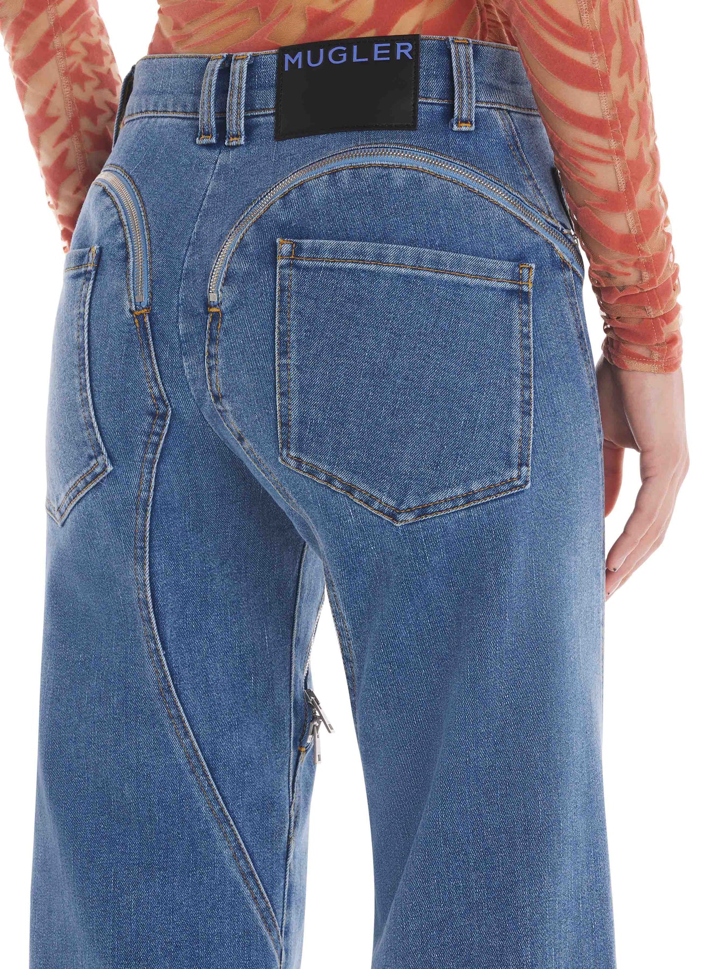 Cuffed zipper jeans