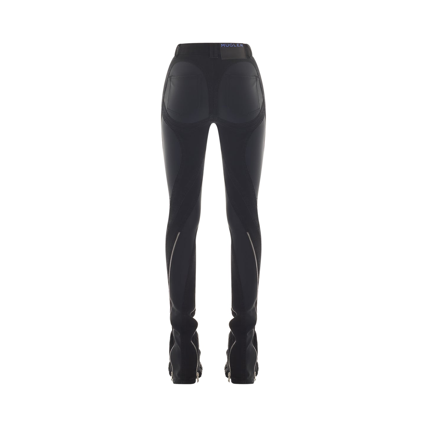 Zipped bi-material jeans