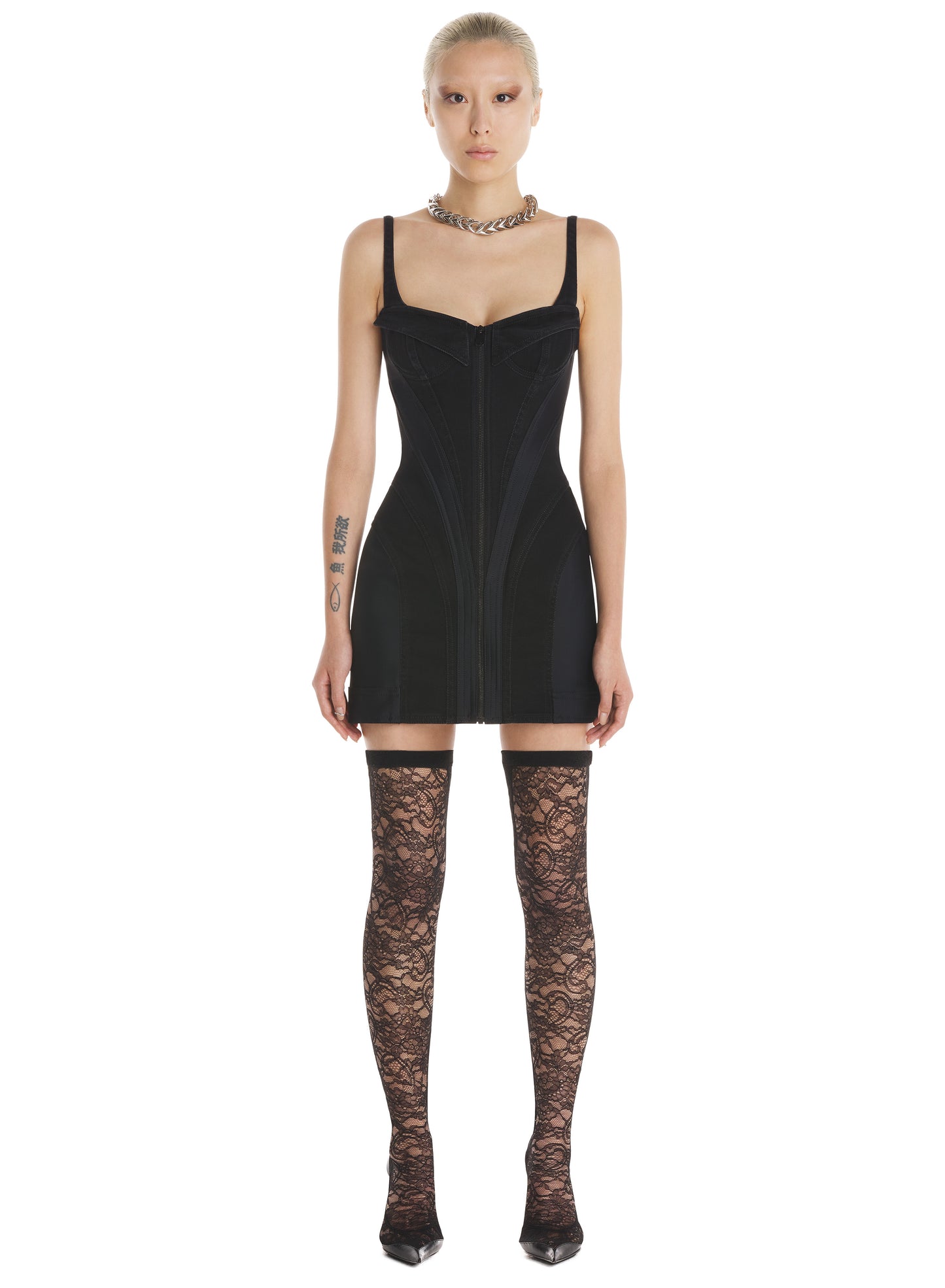 Corseted denim dress