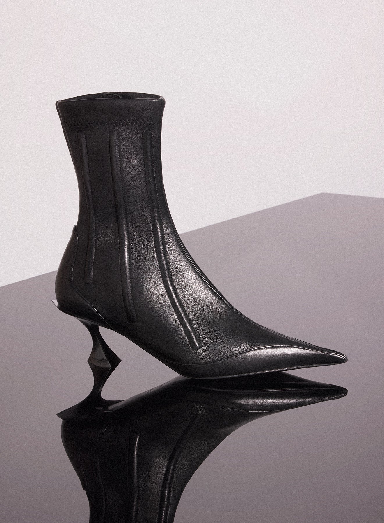 black boned leather fang 55 ankle boots MUGLER Official Website Mugler