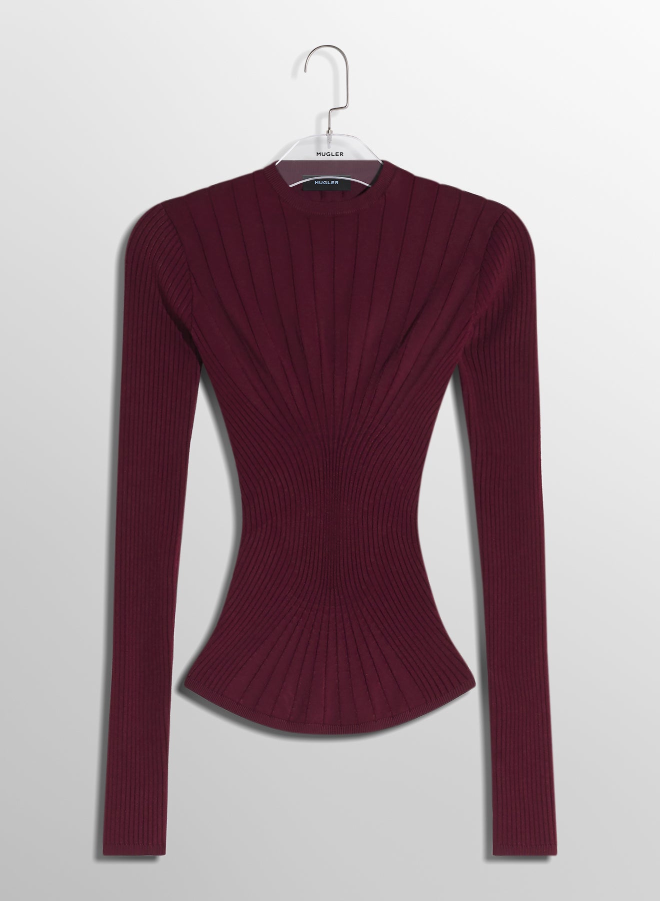 red sculpting knit top