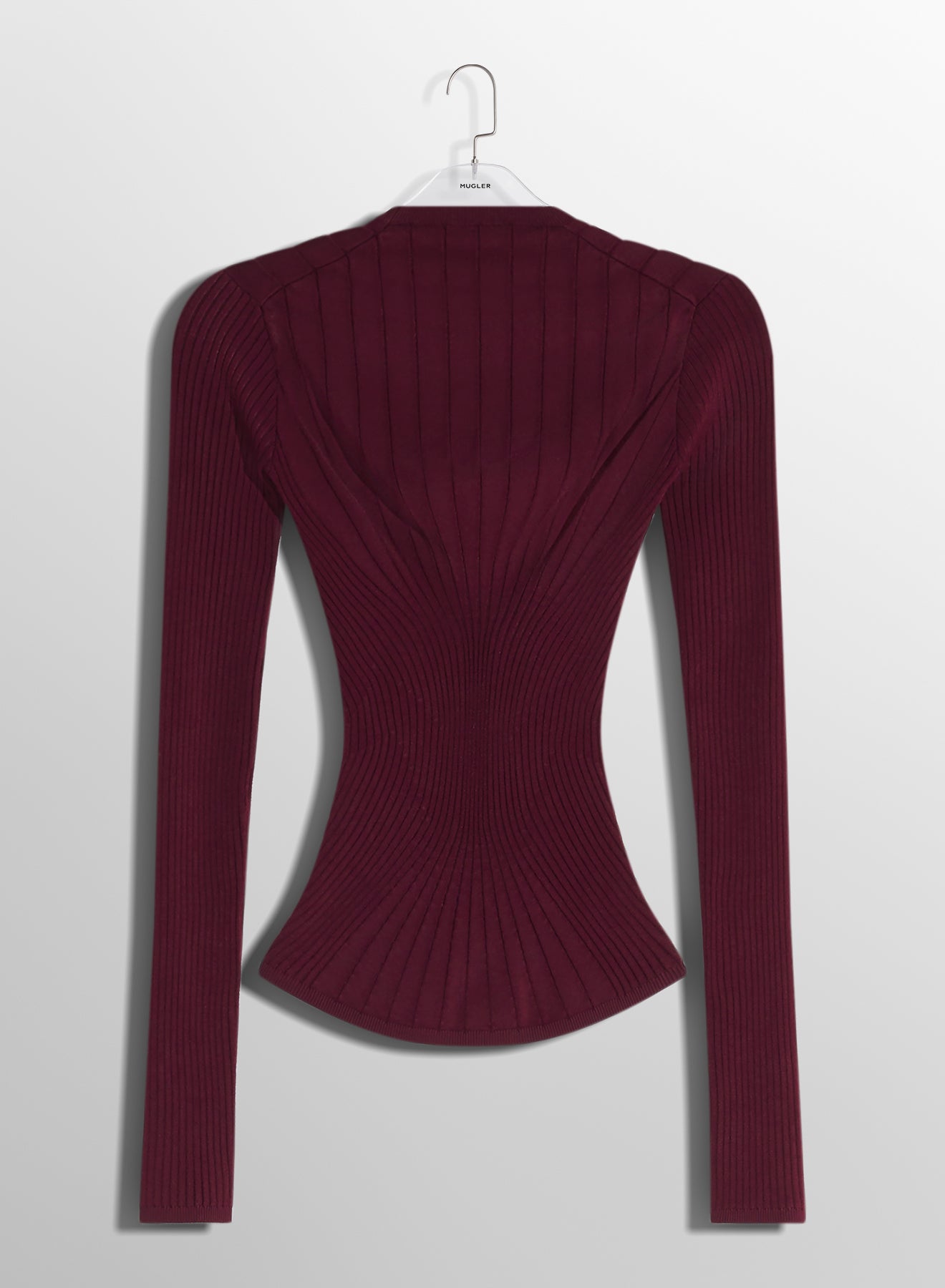 red sculpting knit top