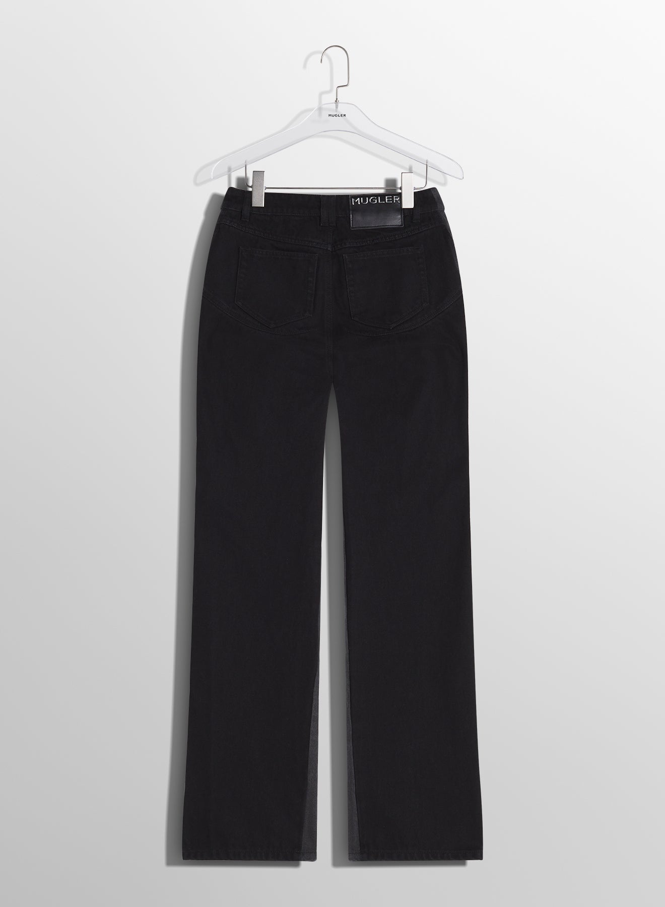 bi-tone black straight leg jeans