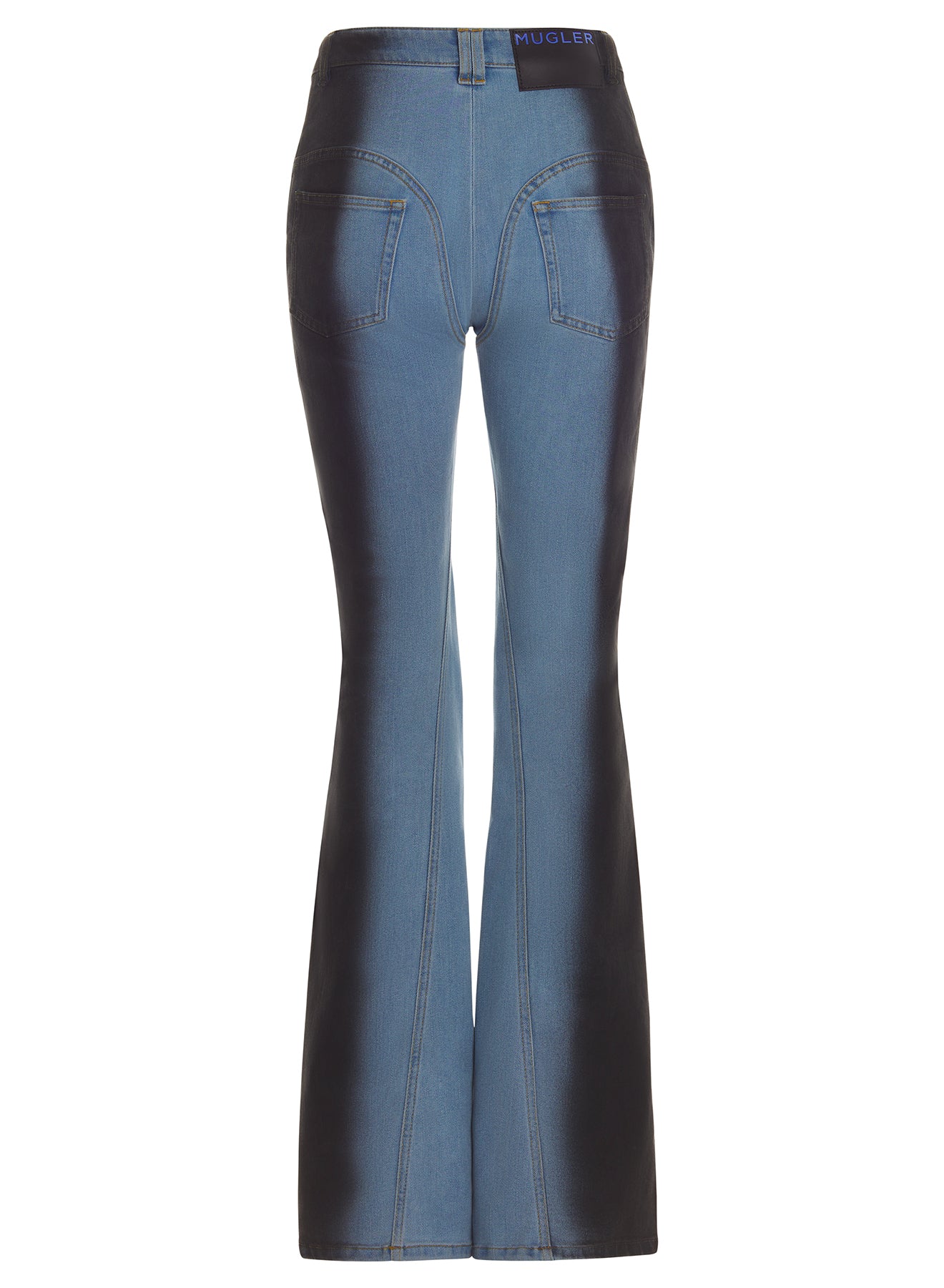 blue gradient-effect flared jeans