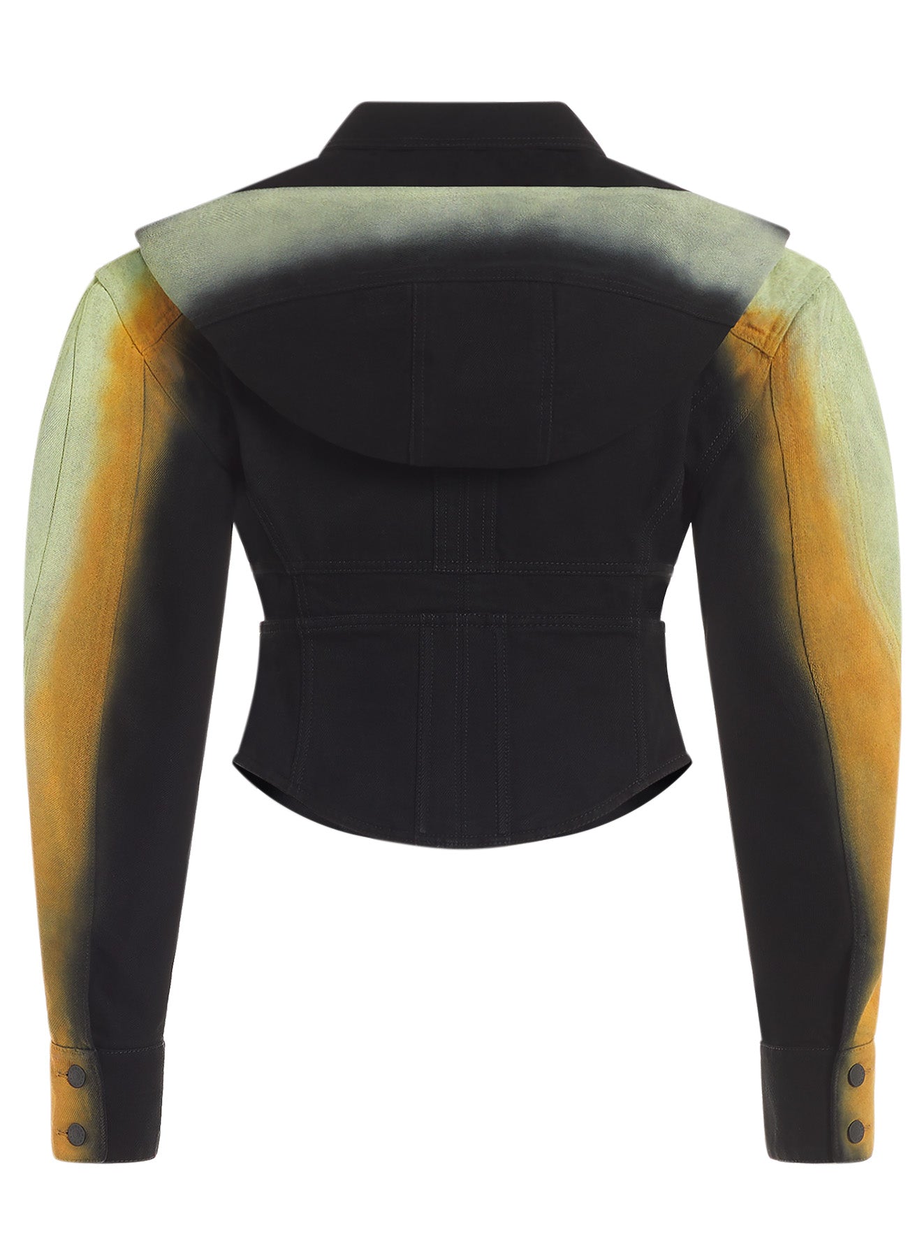 black corseted gradient-effect denim jacket