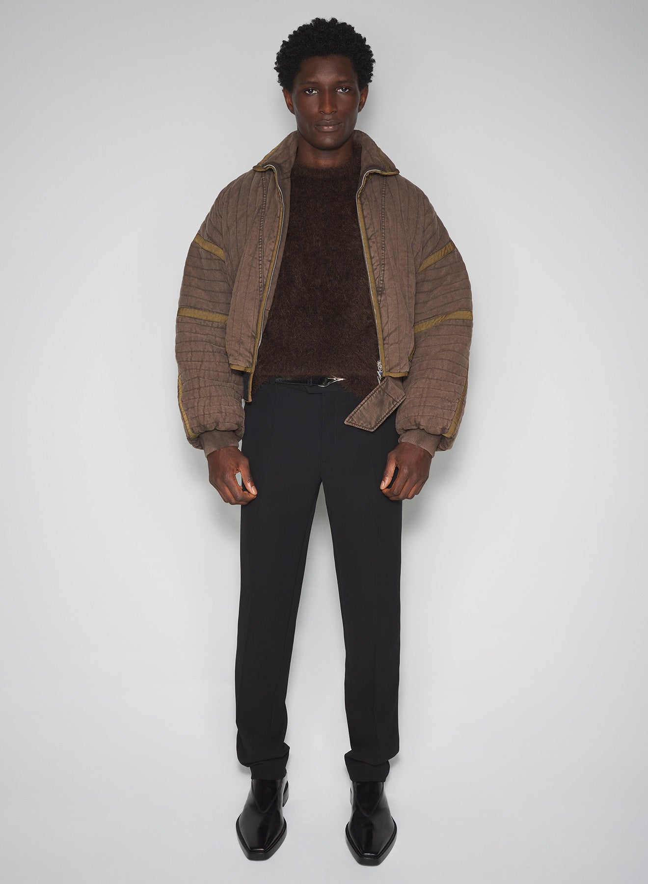 brown quilted cargo jacket