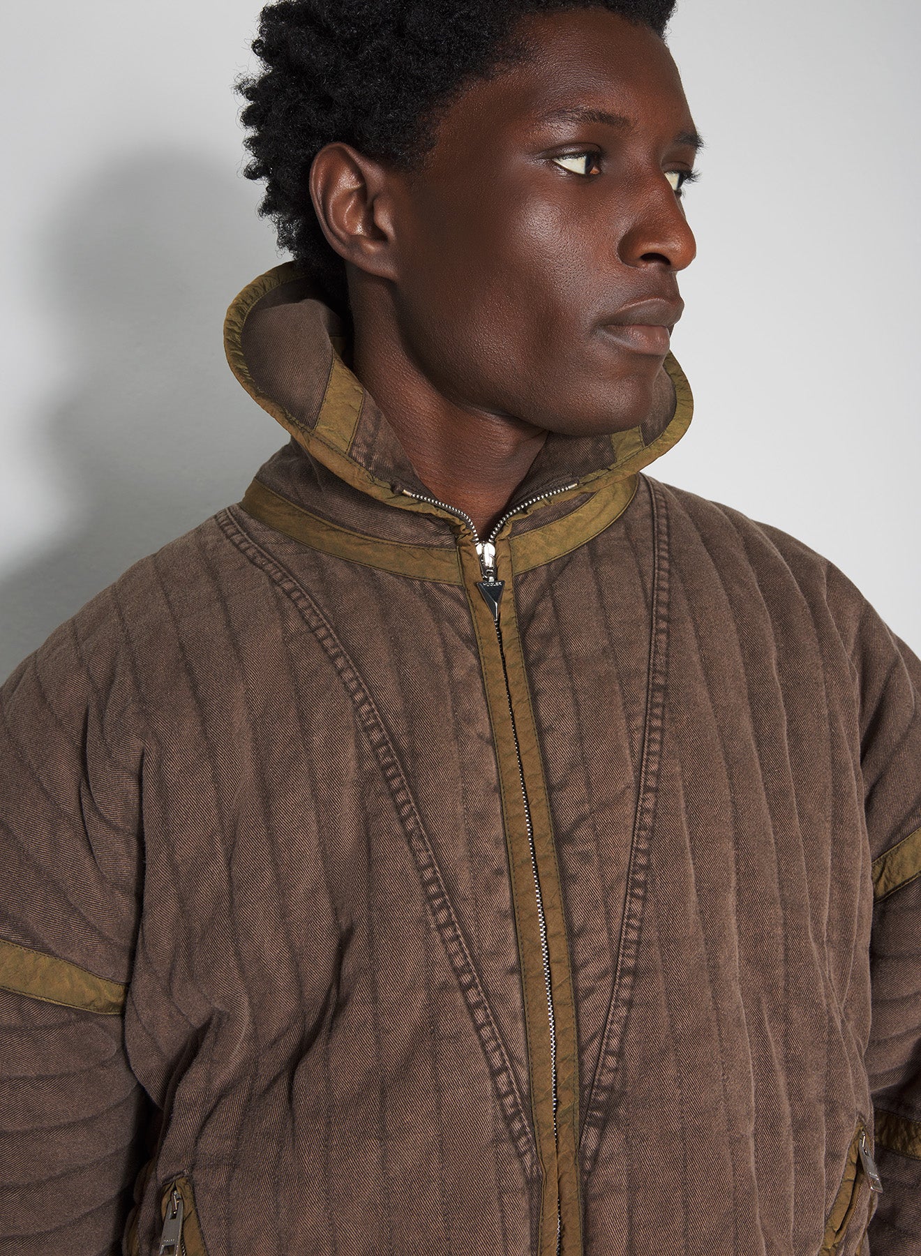 brown quilted cargo jacket