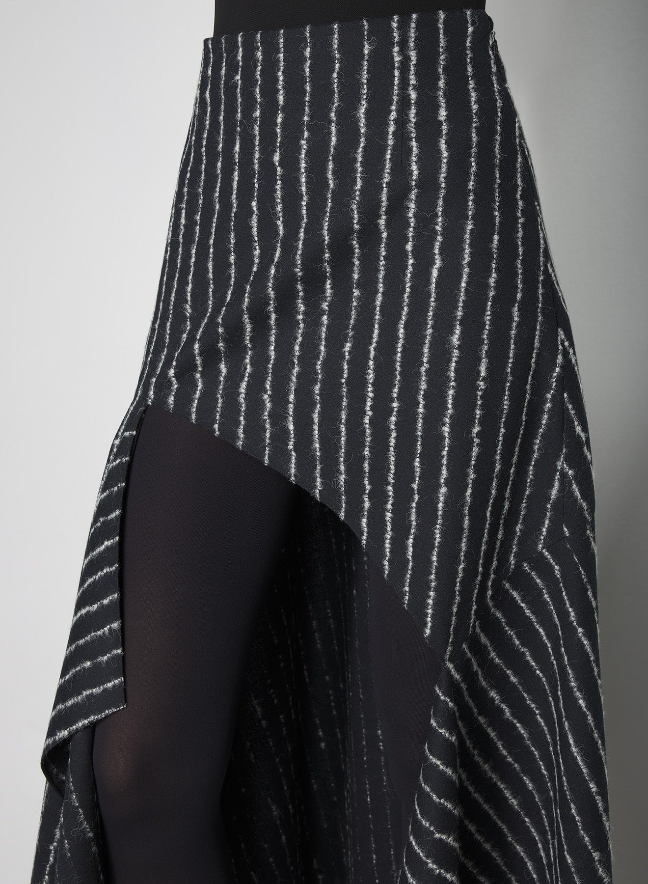 pinstripe asymmetric cascading skirt
