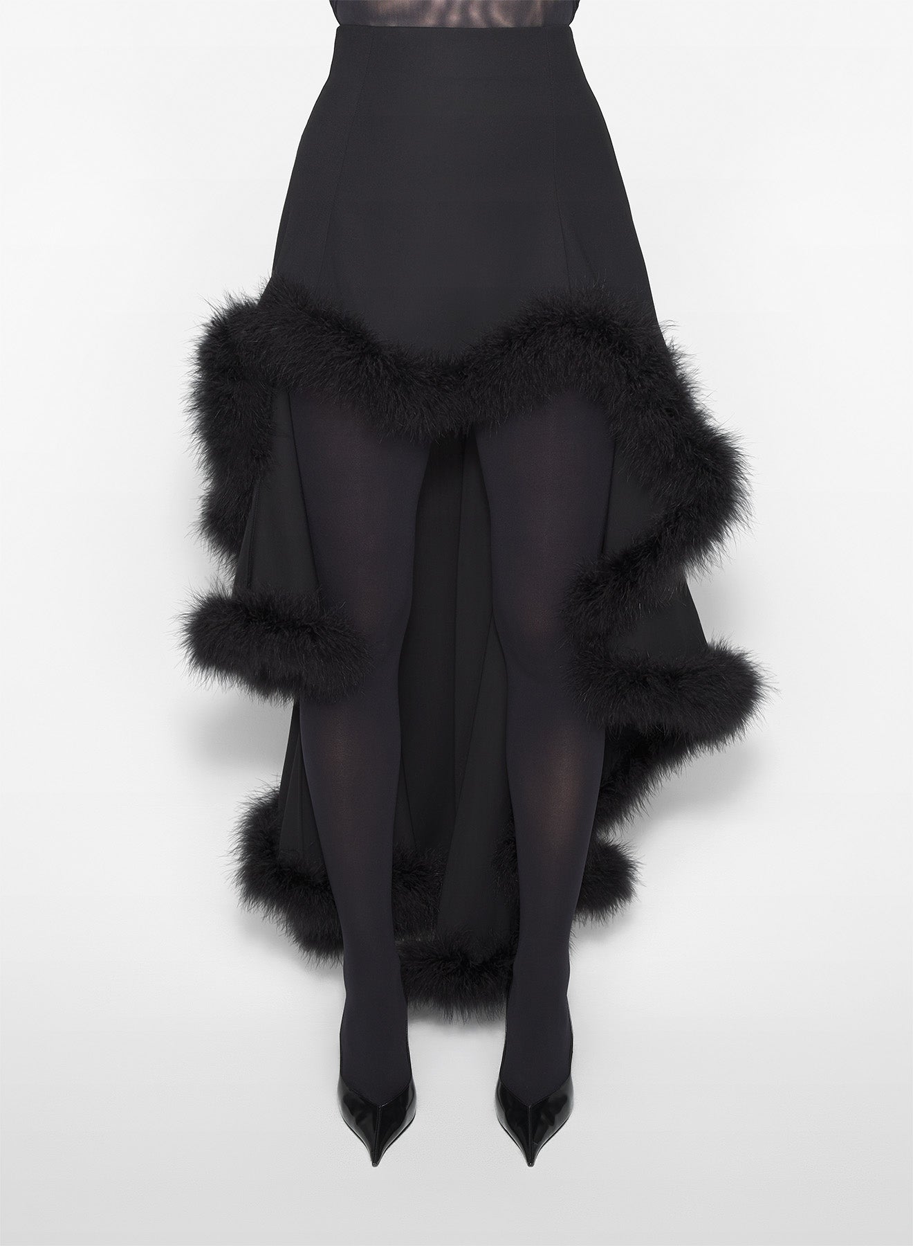 black marabou waterfall skirt