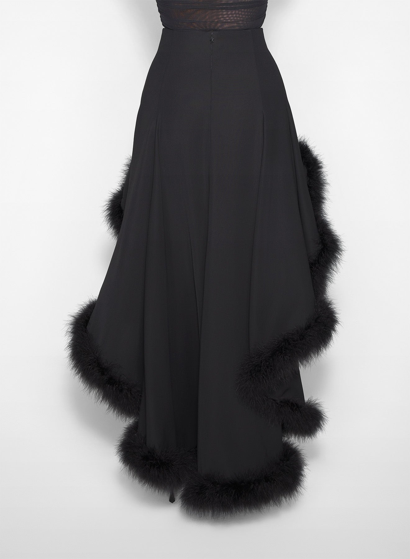 black marabou waterfall skirt