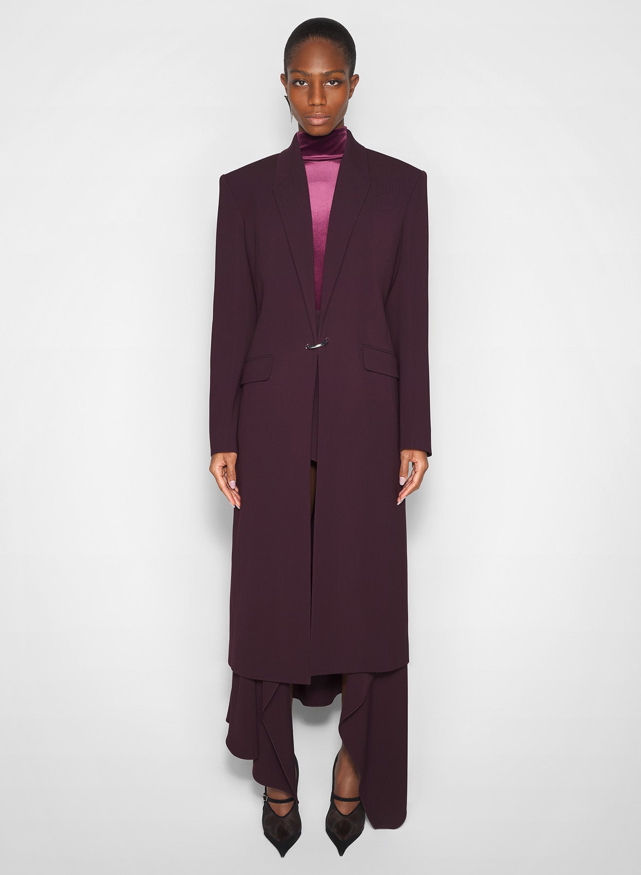 burgundy pierced tailored coat