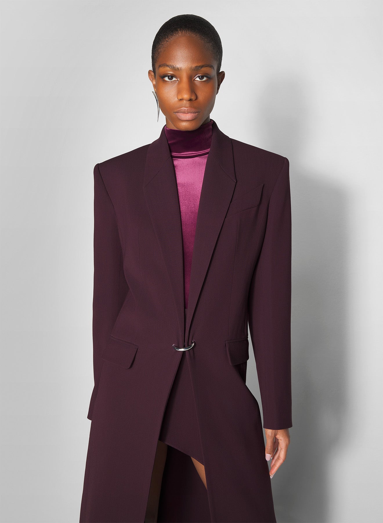 burgundy pierced tailored coat