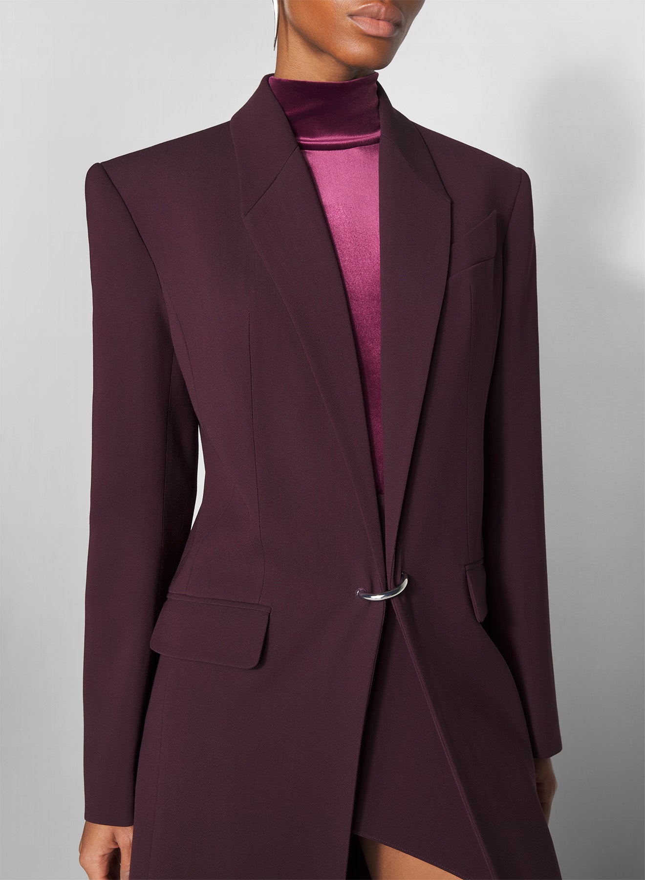 burgundy pierced tailored coat