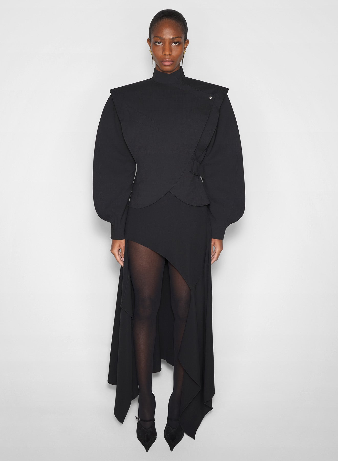 black asymmetric officer jacket