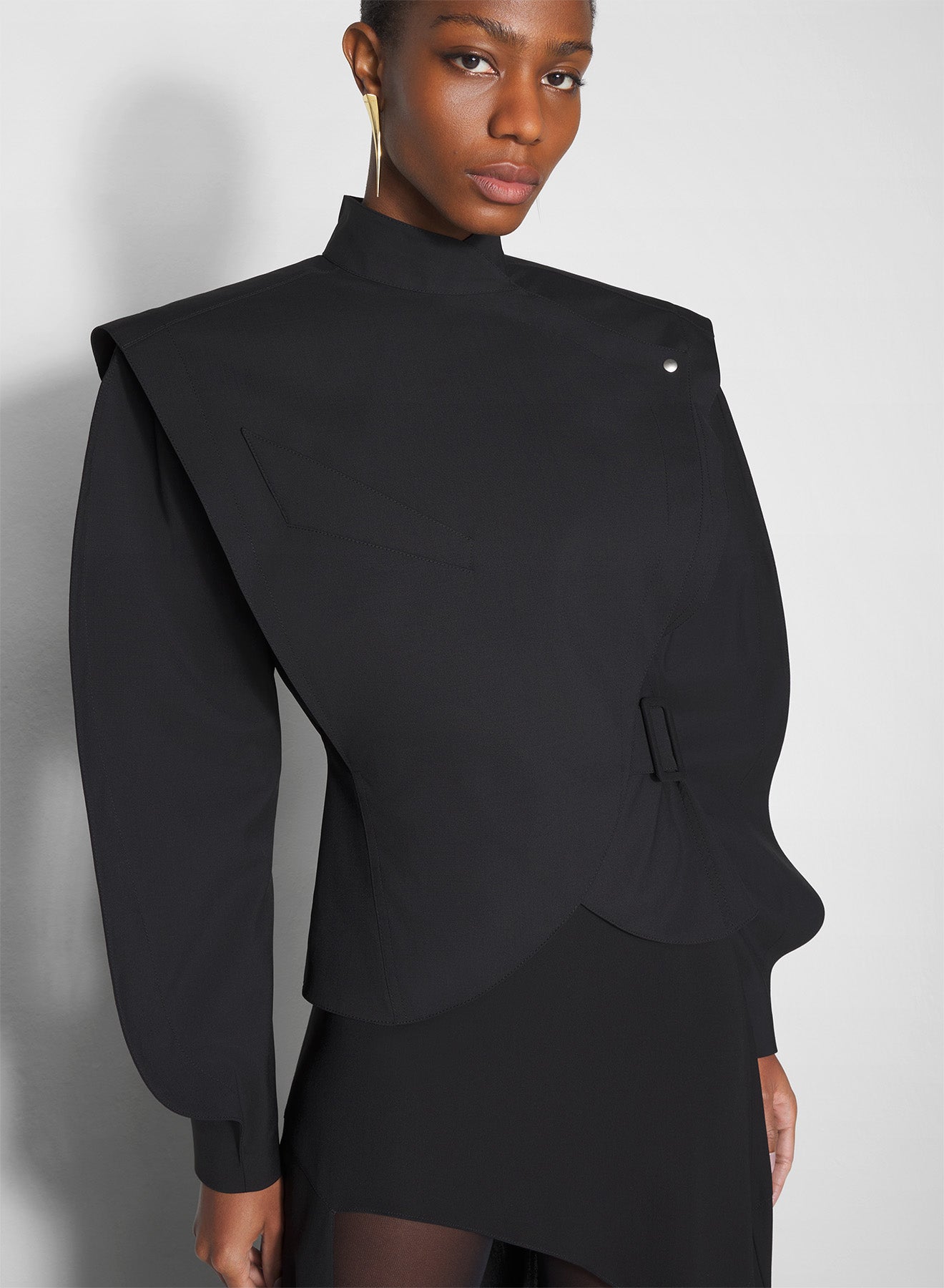 black asymmetric officer jacket