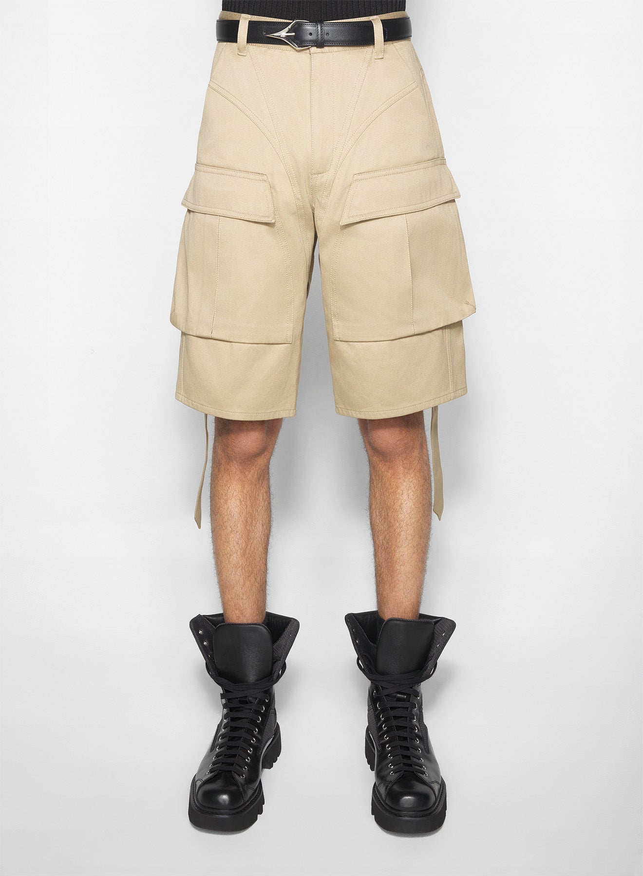 beige cargo shorts
