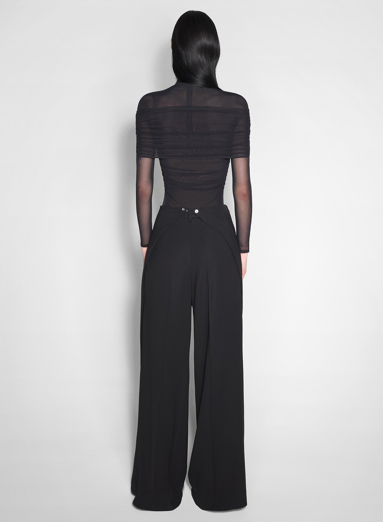 black asymmetric wide pants