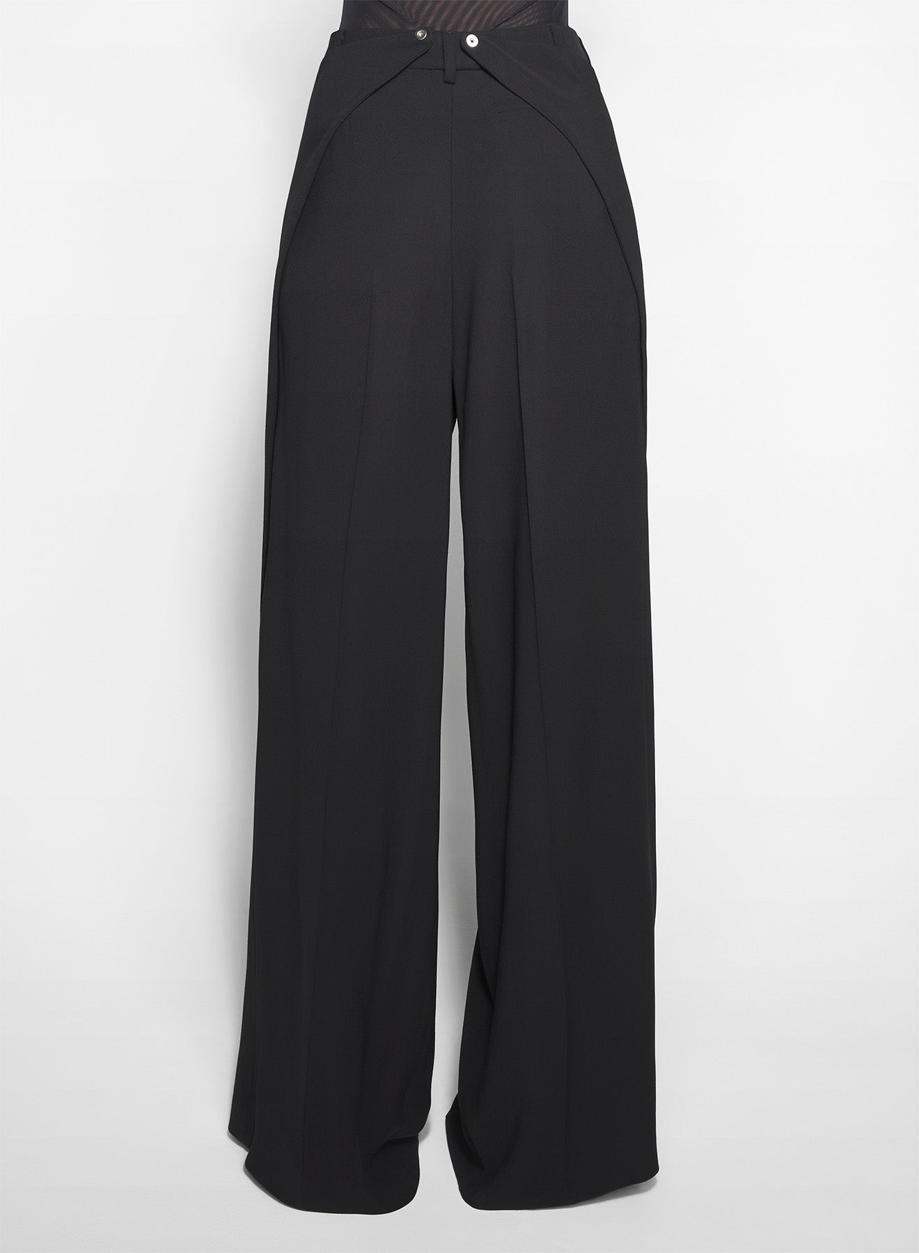black asymmetric wide pants