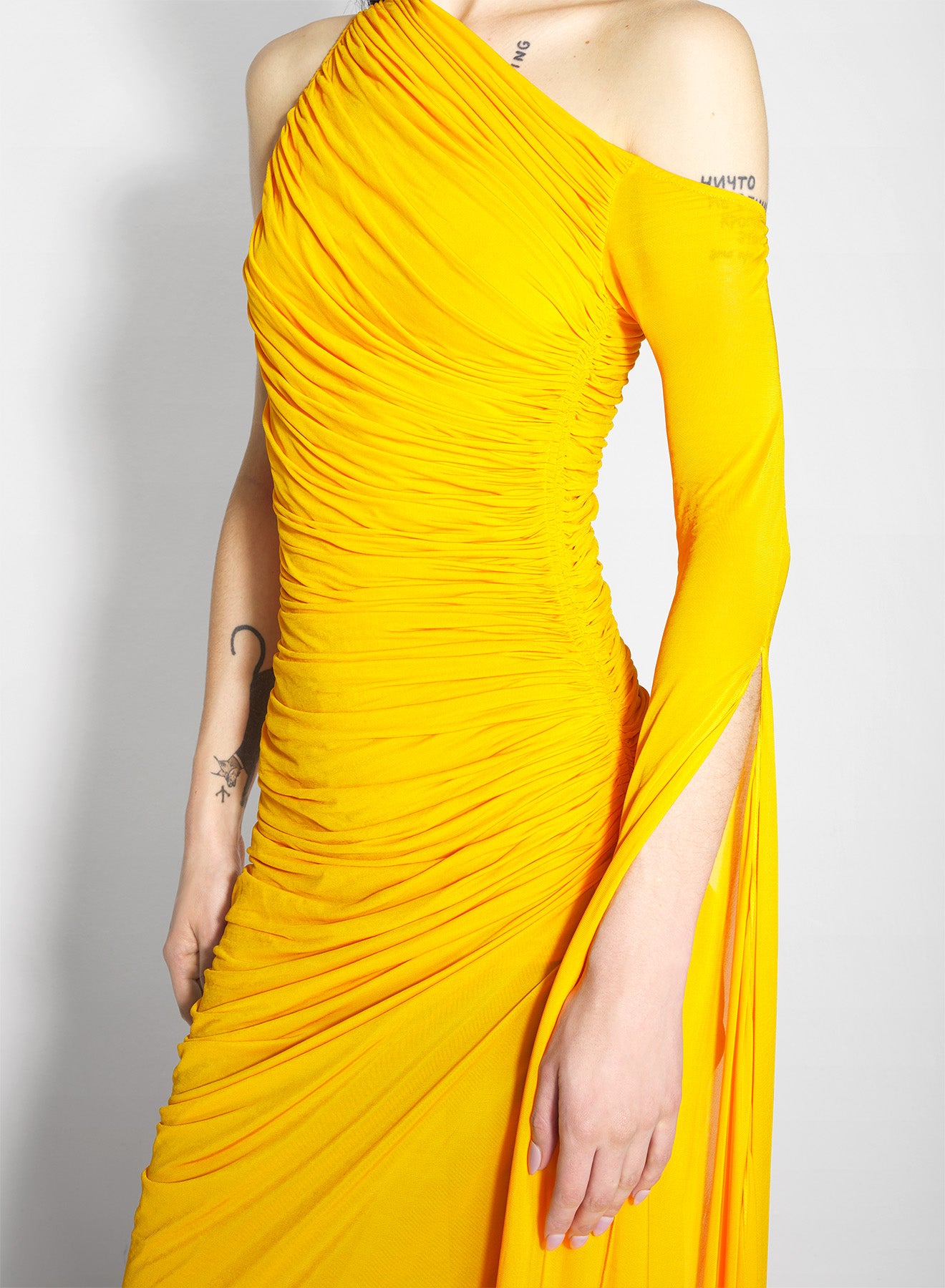 amber draped infinity dress