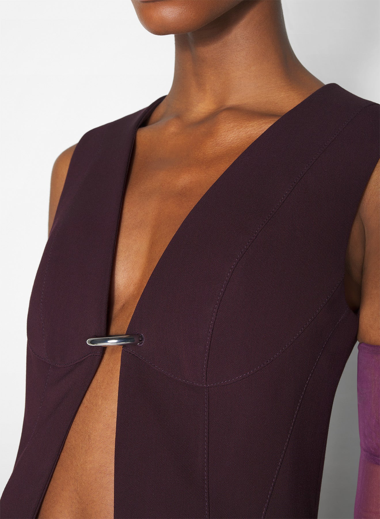 burgundy corseted pierced vest