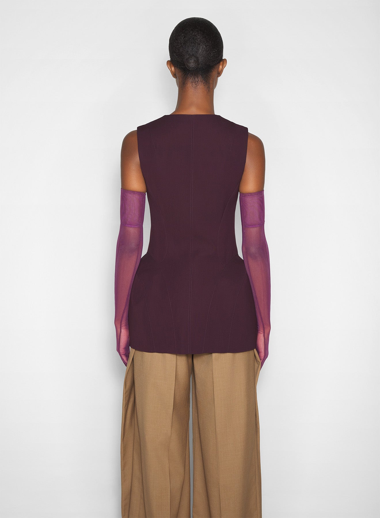 burgundy corseted pierced vest