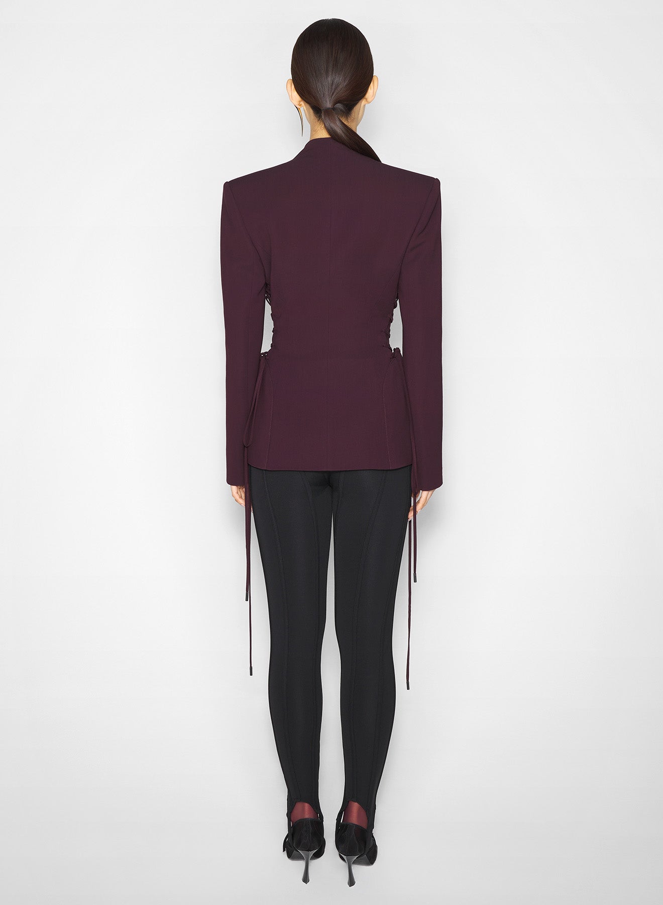 burgundy sculptural laced jacket