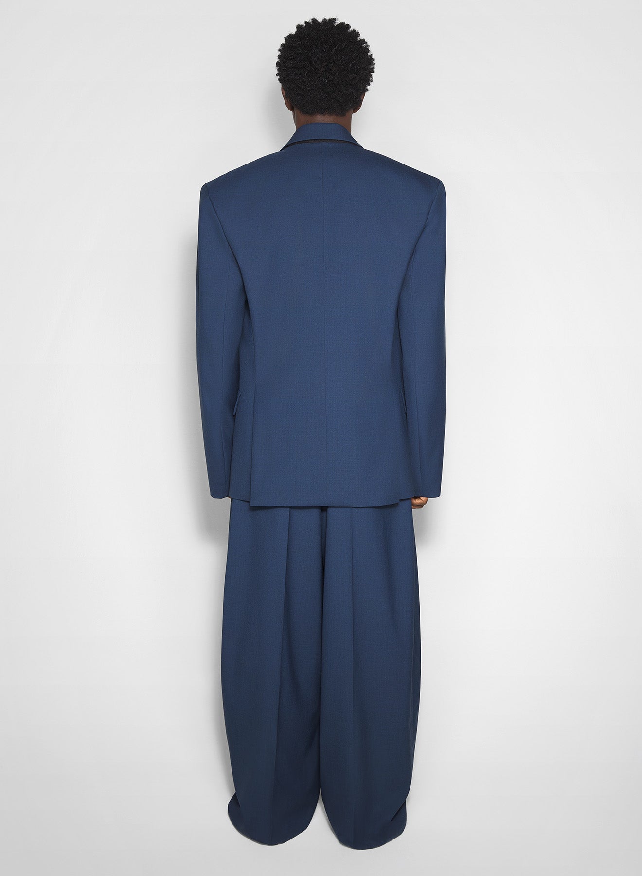 dark blue asymmetric panel pants