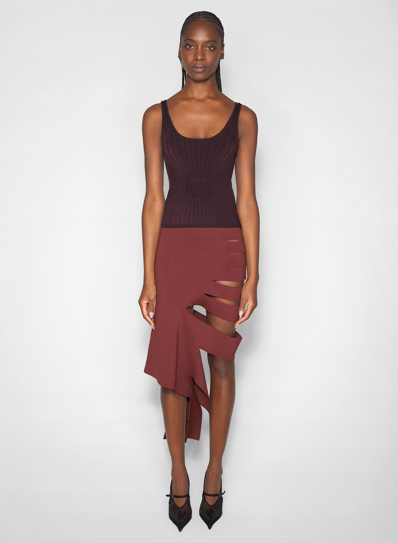 burgundy bandage knit skirt
