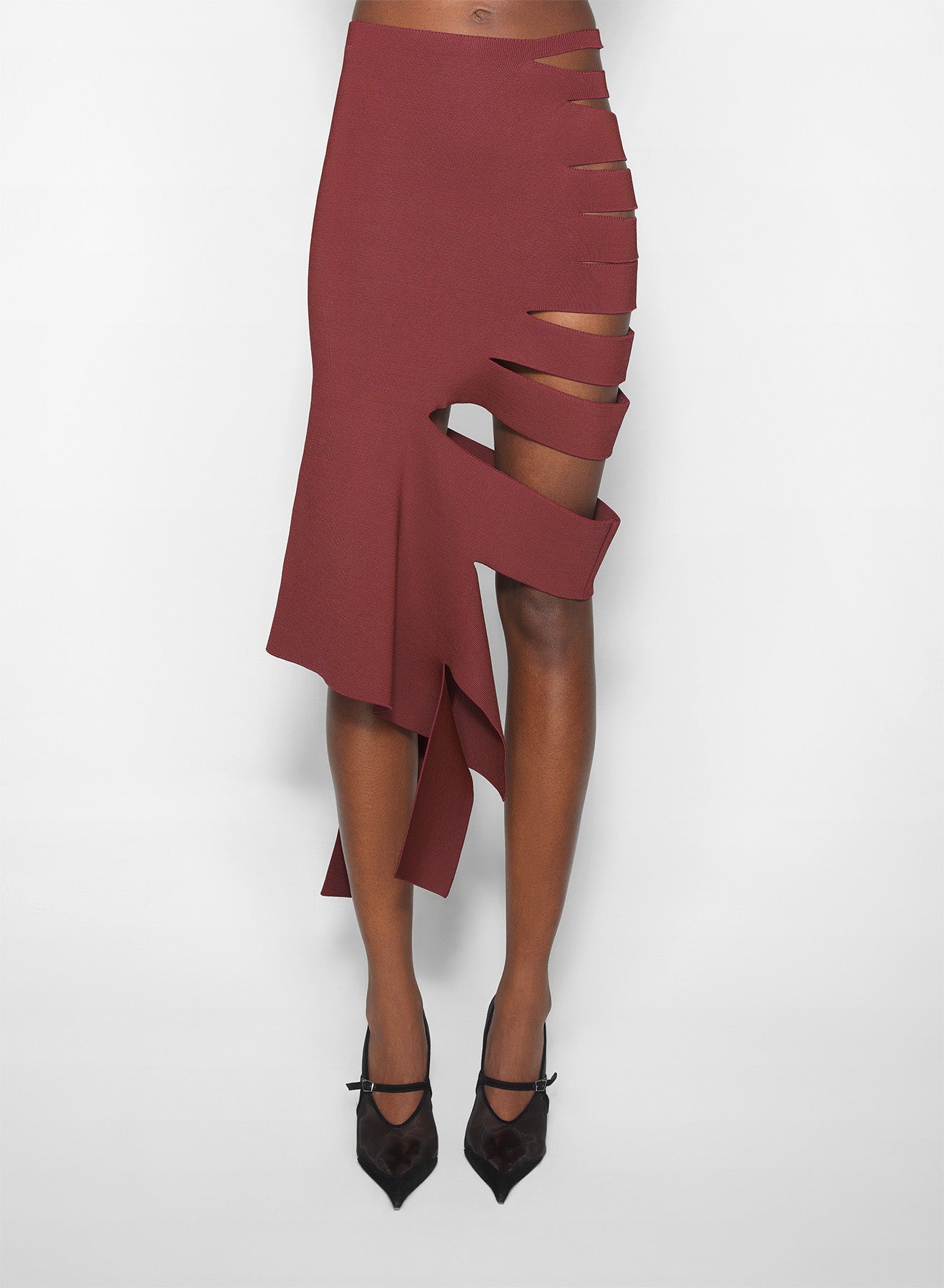 burgundy bandage knit skirt