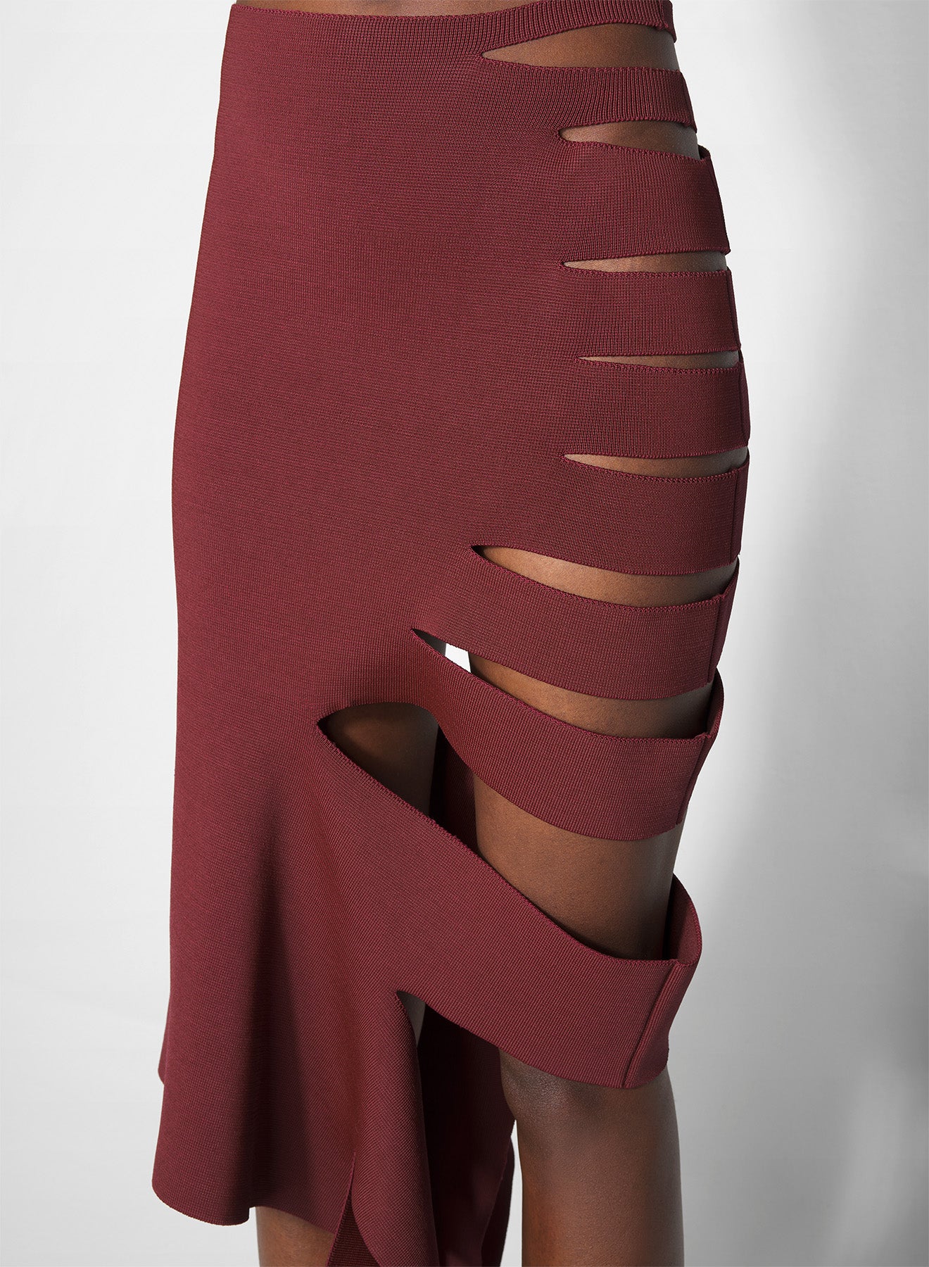 burgundy bandage knit skirt