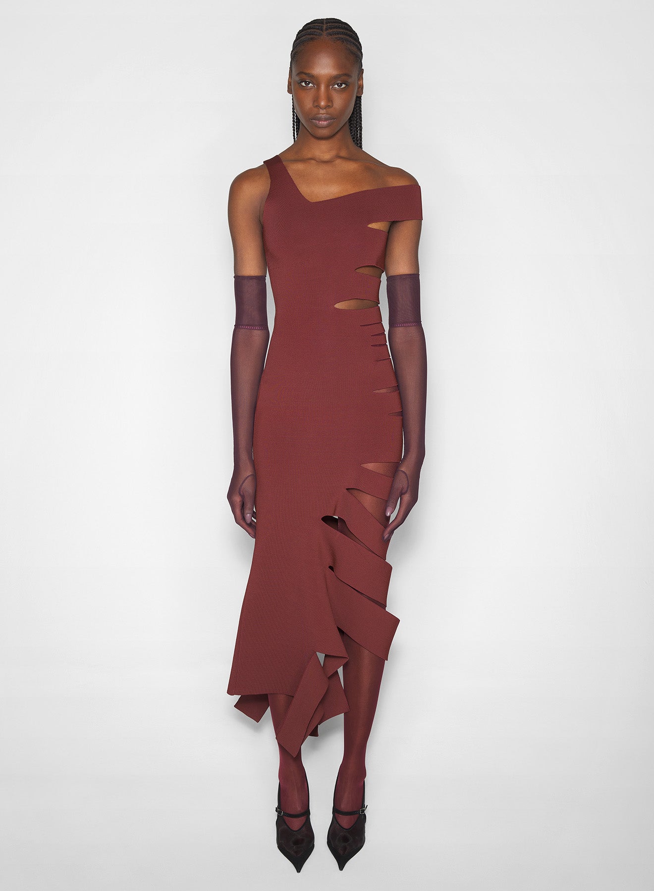 burgundy bandage knit dress