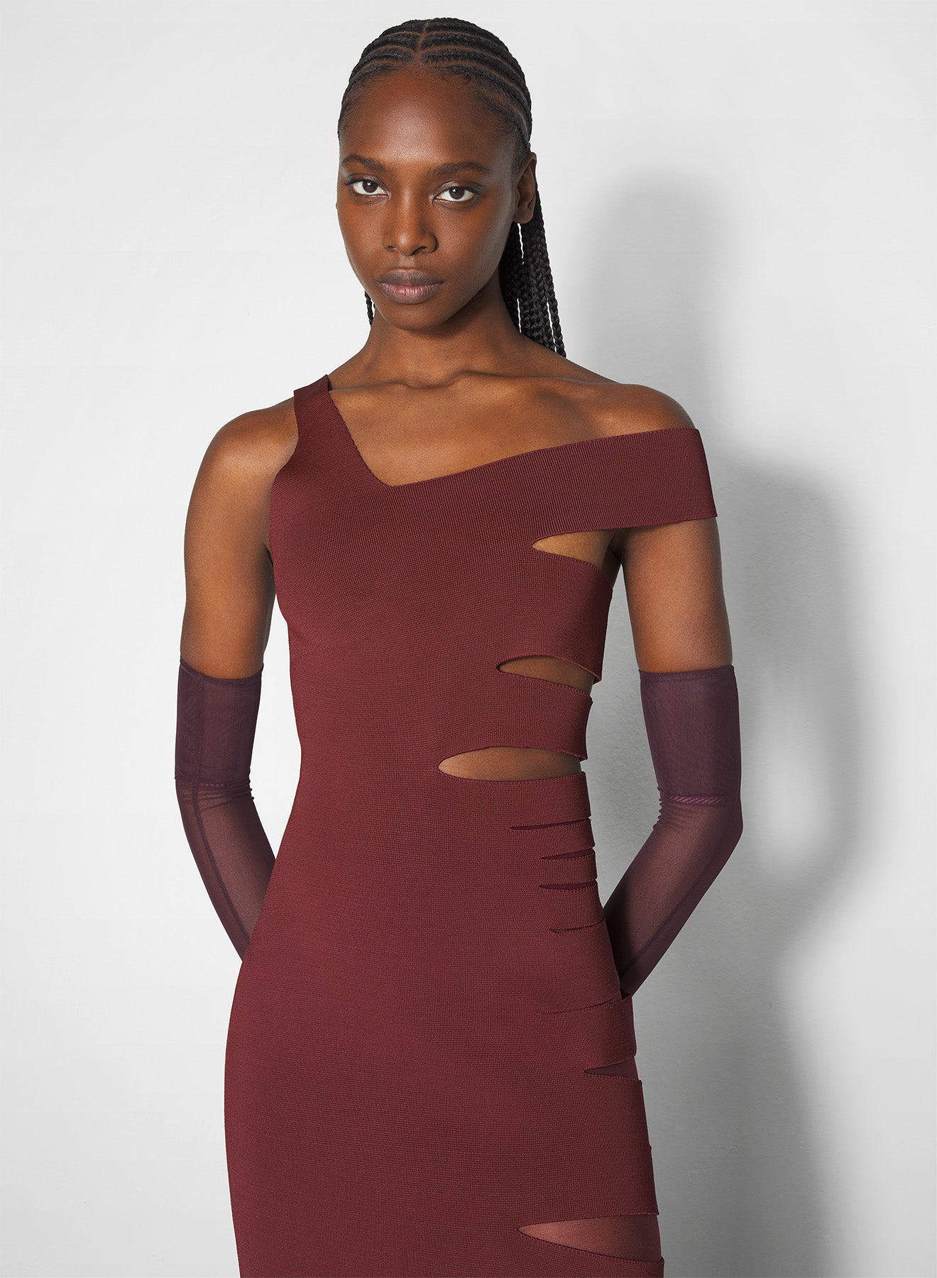 burgundy bandage knit dress