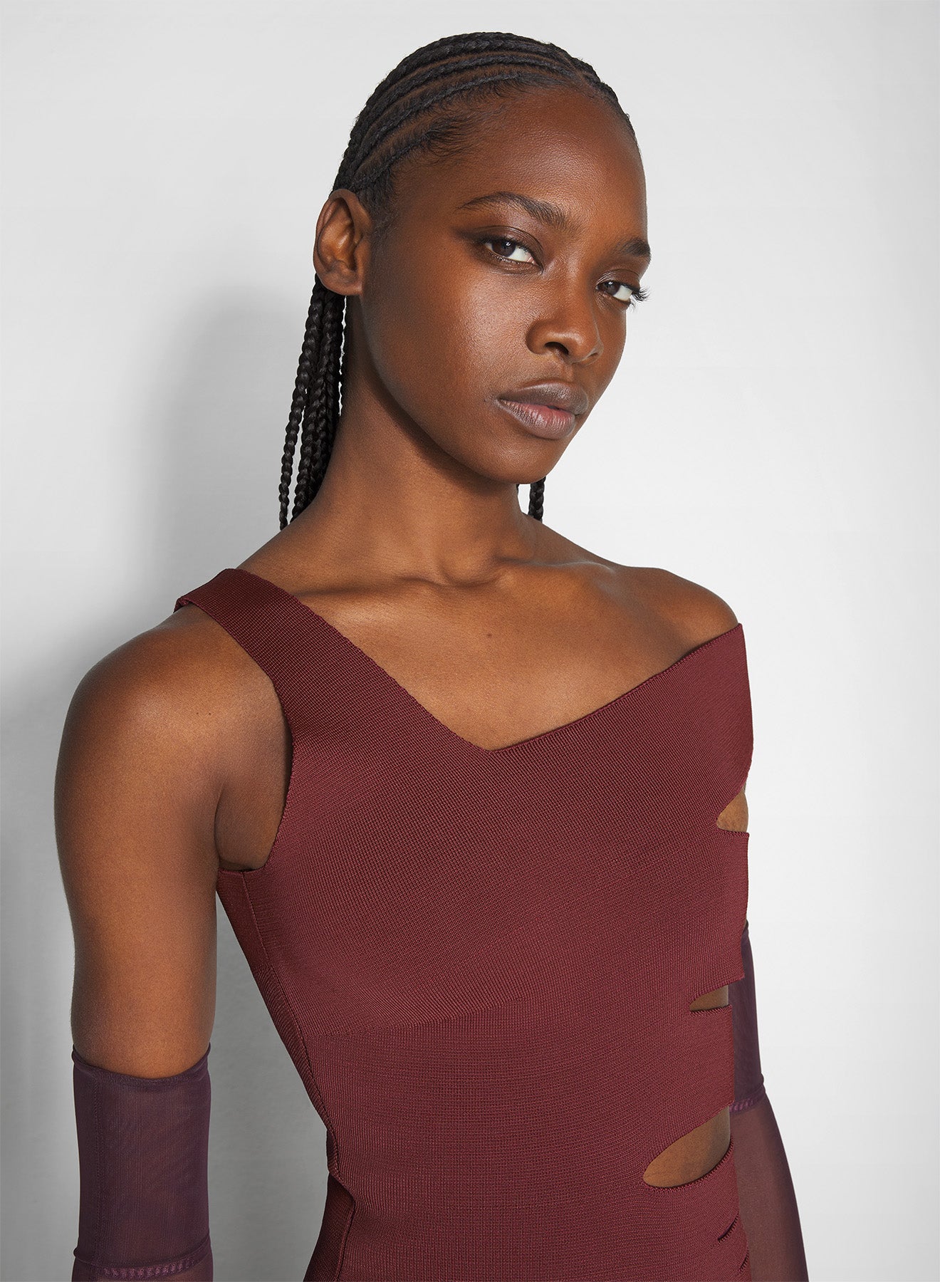 burgundy bandage knit dress