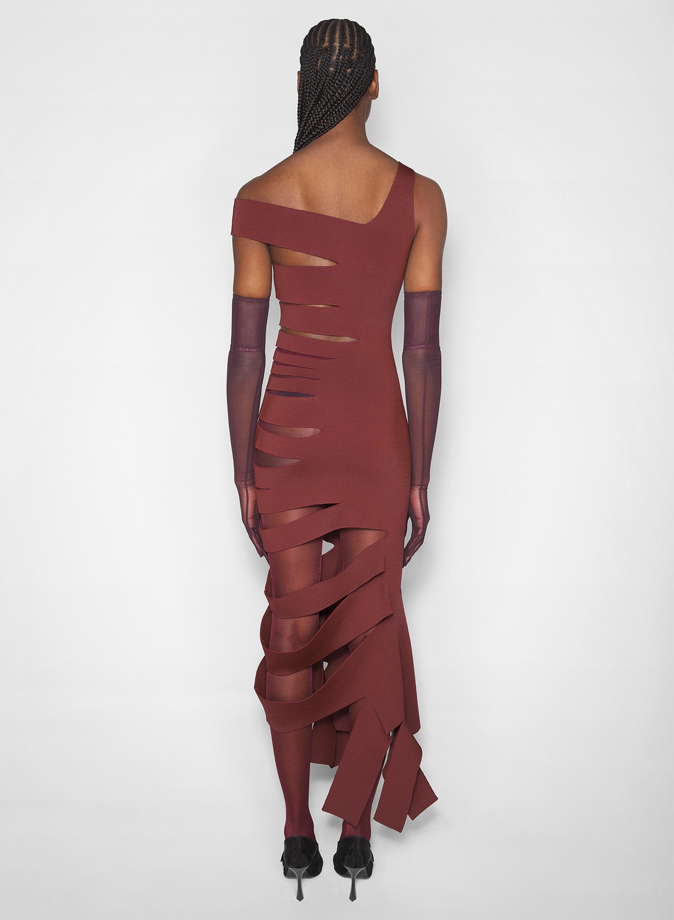 burgundy bandage knit dress