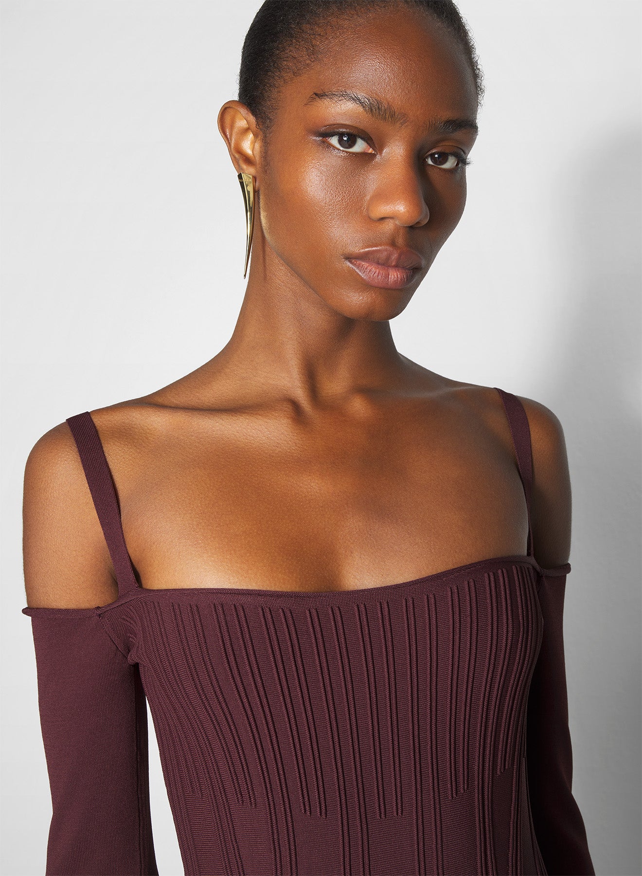burgundy boning detail knit dress