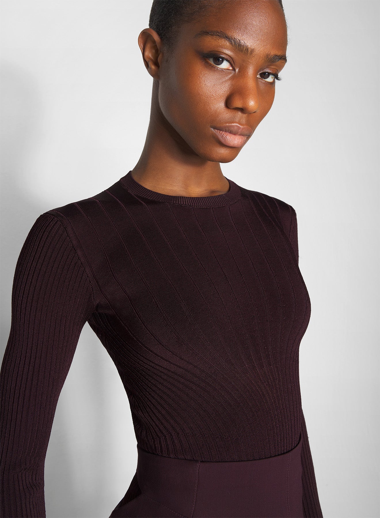burgundy sculpting knit top