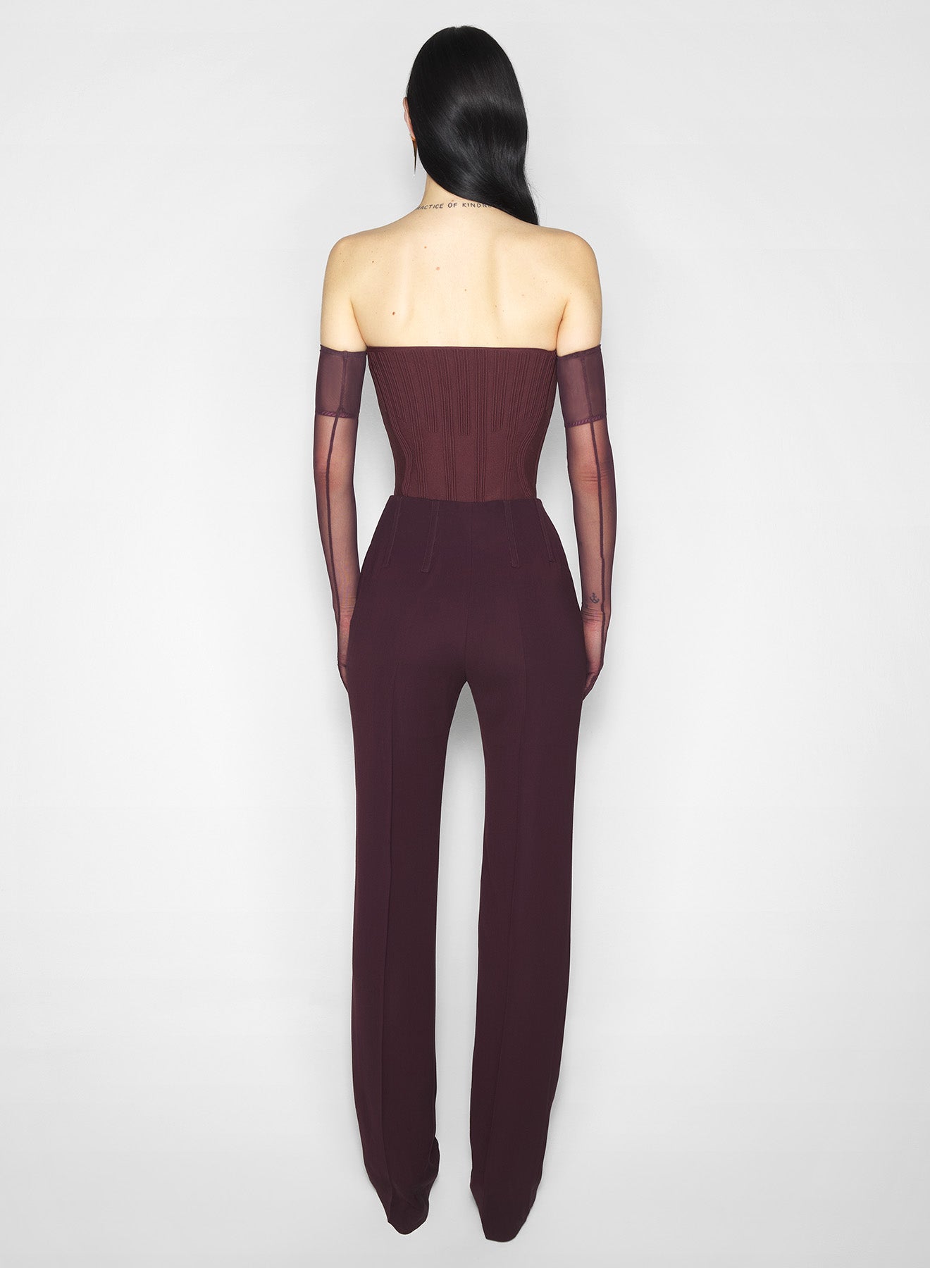 burgundy straight boned pants