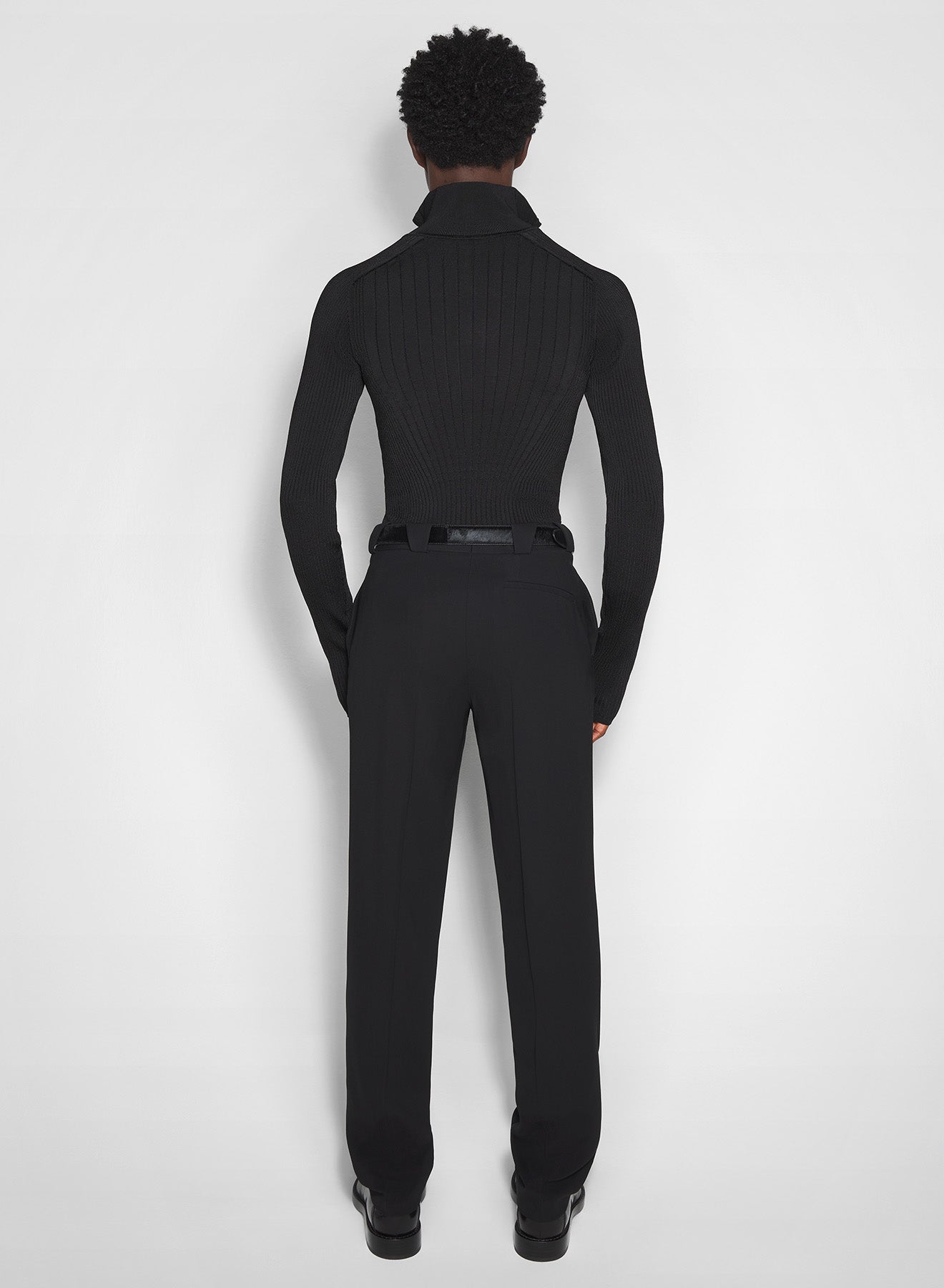 black hook-and-eye ribbed top