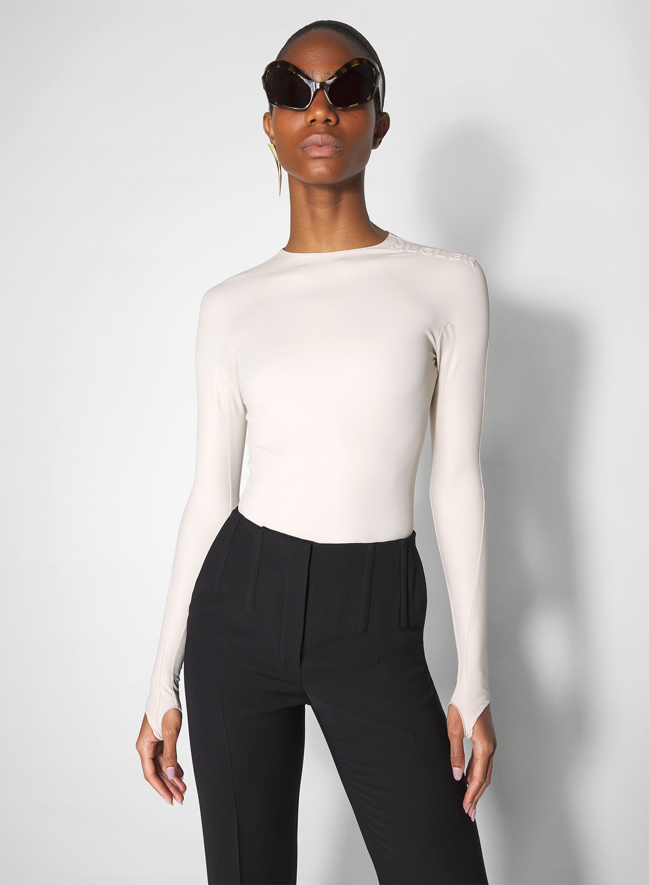 sand shoulder logo bodysuit