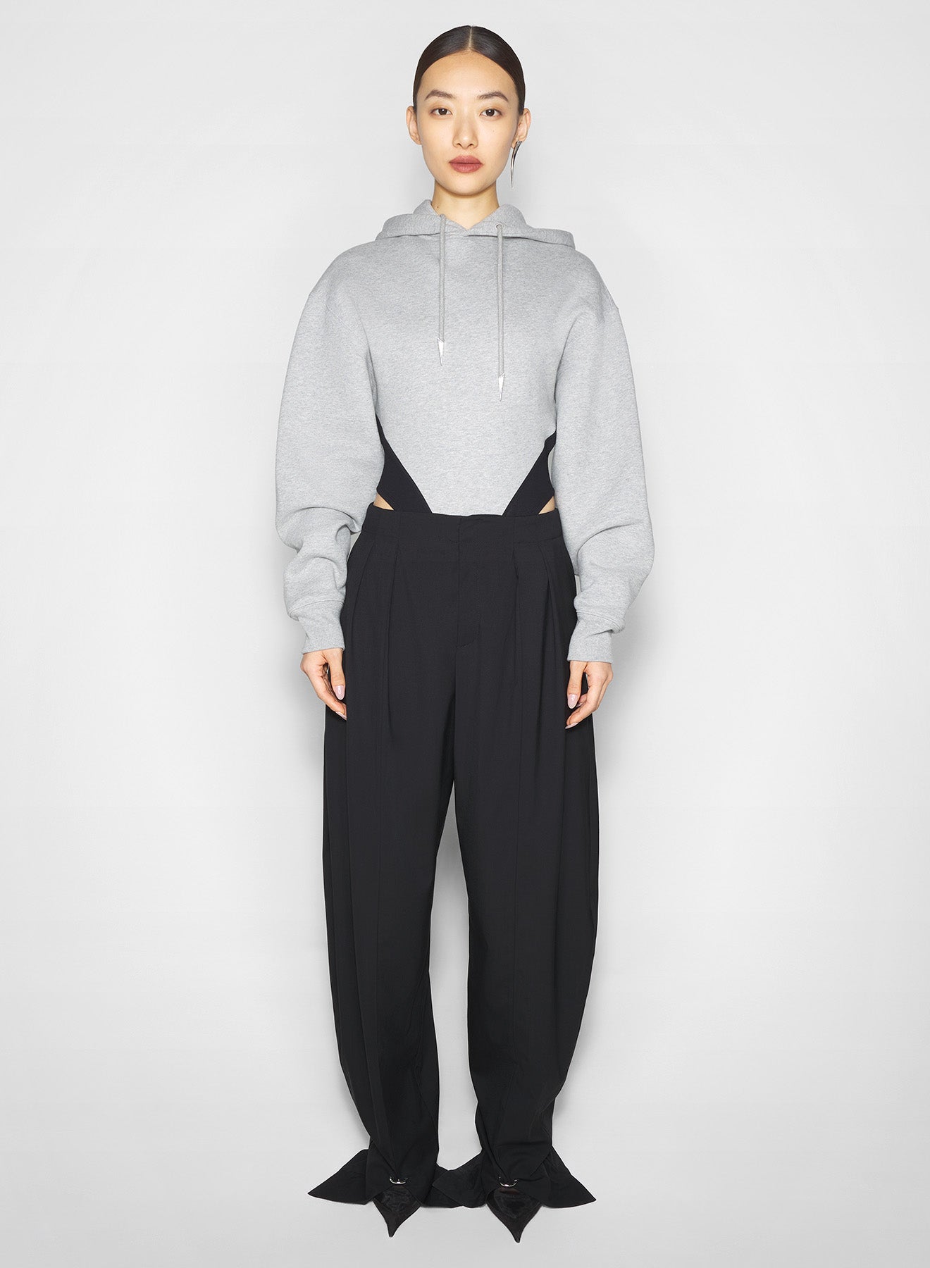 grey fleece hoodie bodysuit