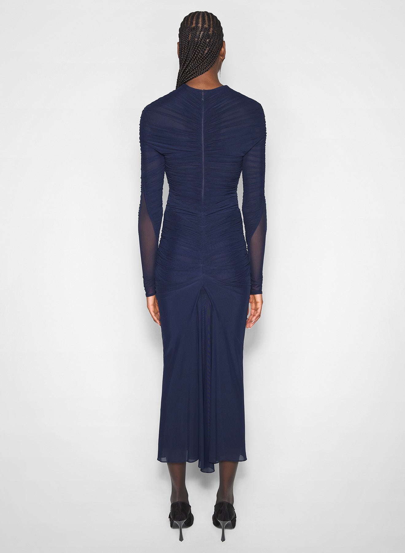 navy ruched mesh skirt