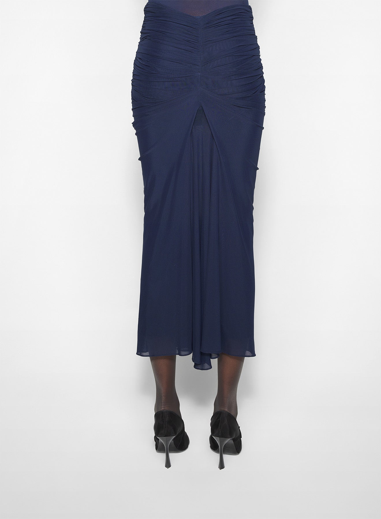 navy ruched mesh skirt