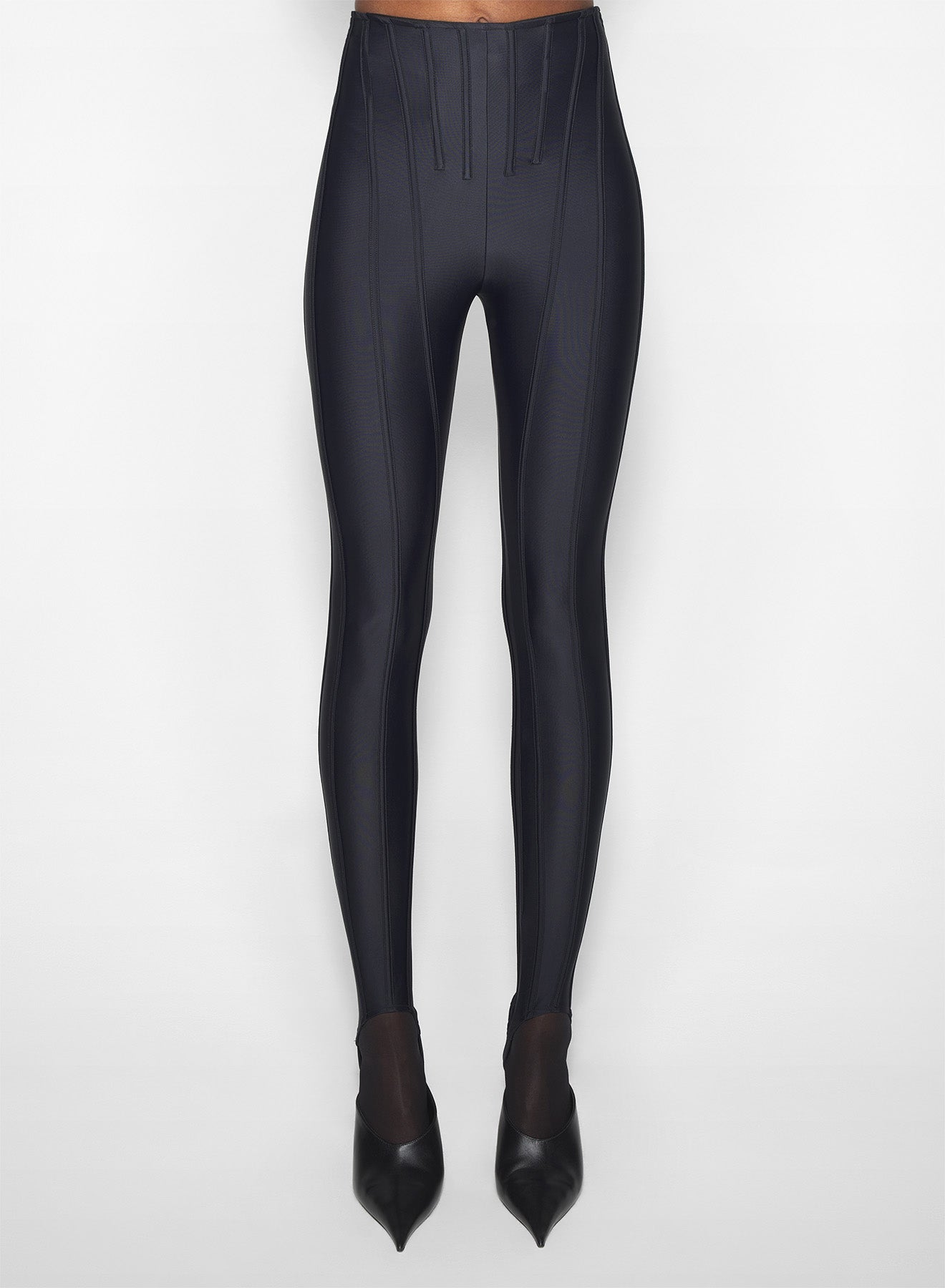 black corseted leggings