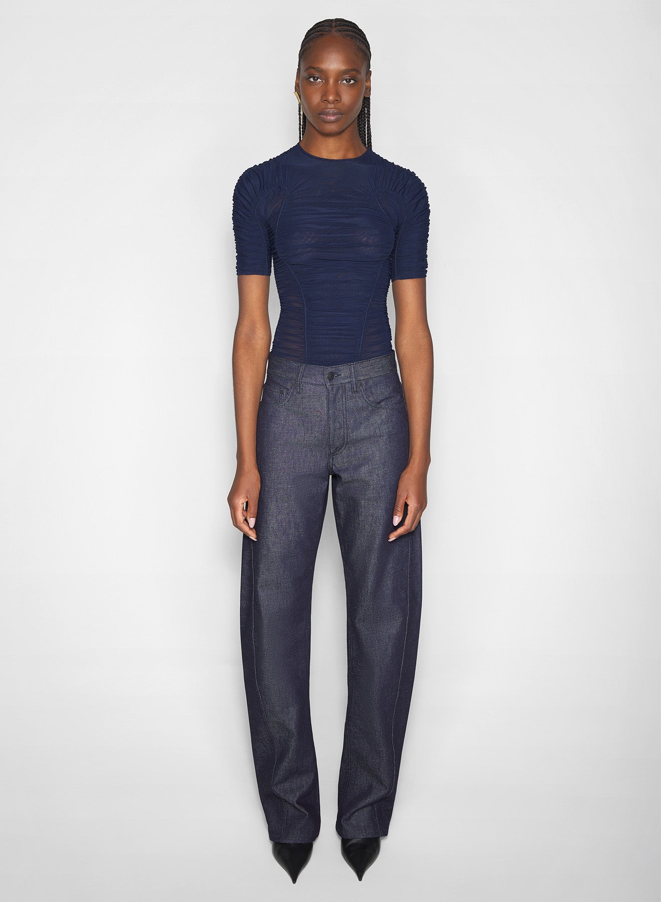 blue ruched t-shirt
