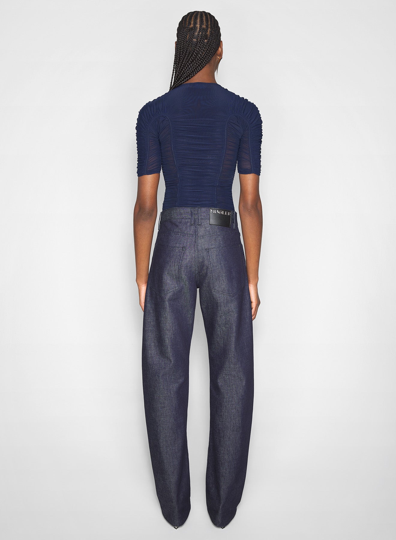blue ruched t-shirt