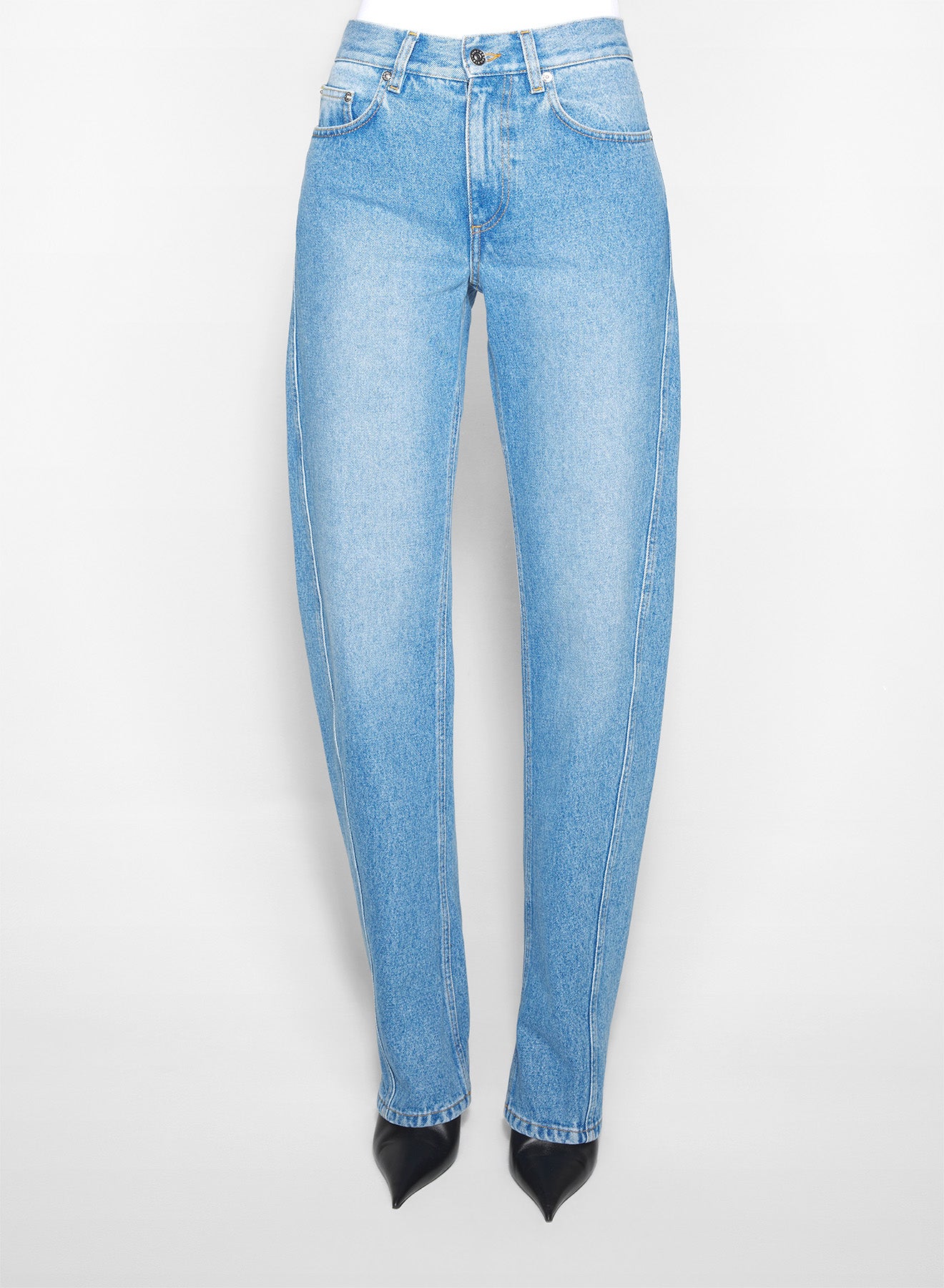 straight blue denim jeans