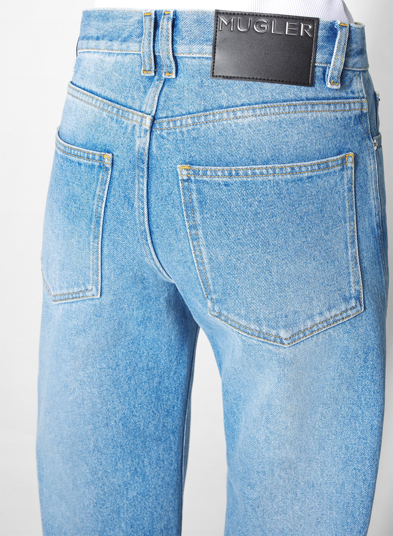 straight blue denim jeans