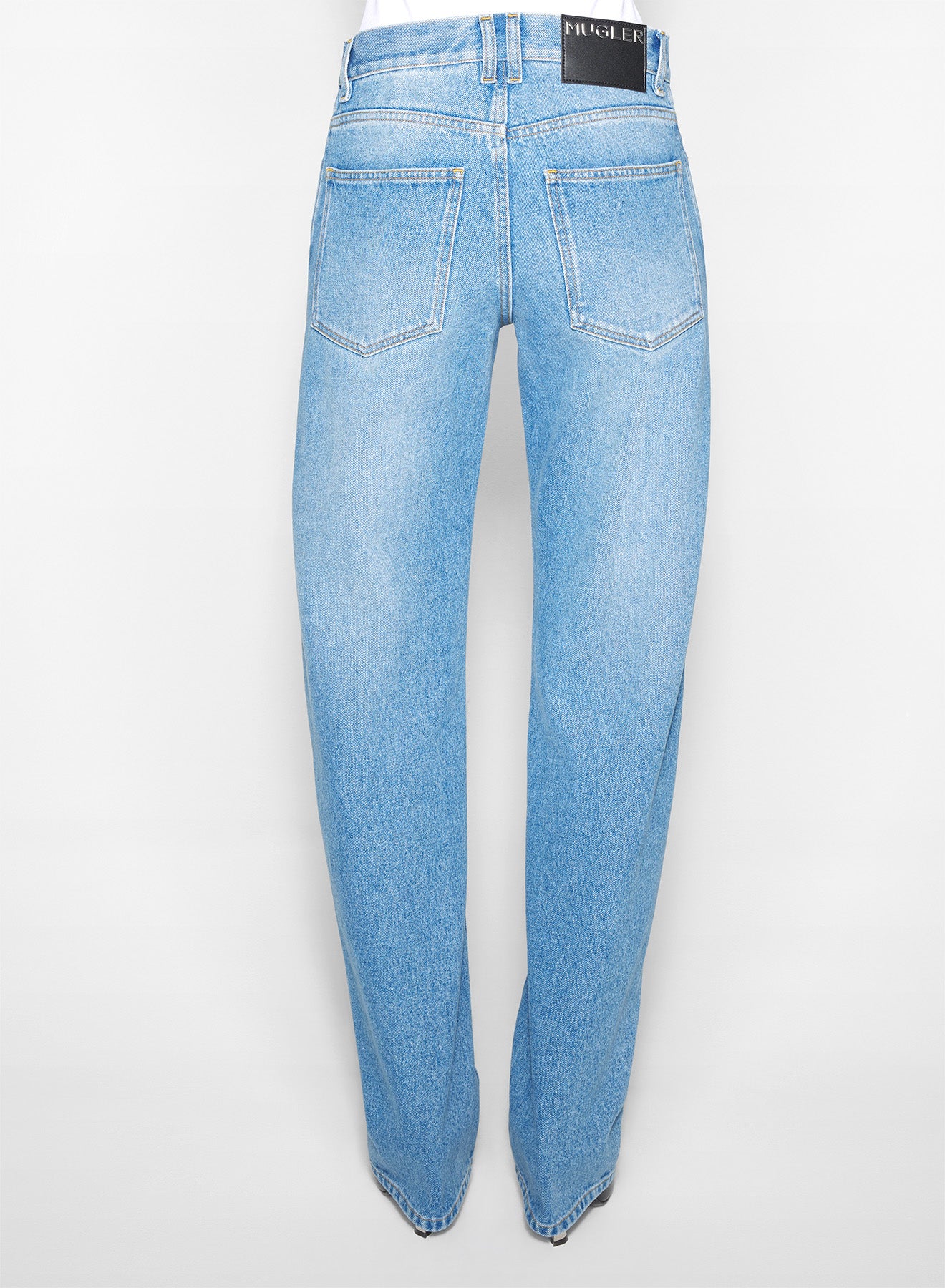 straight blue denim jeans