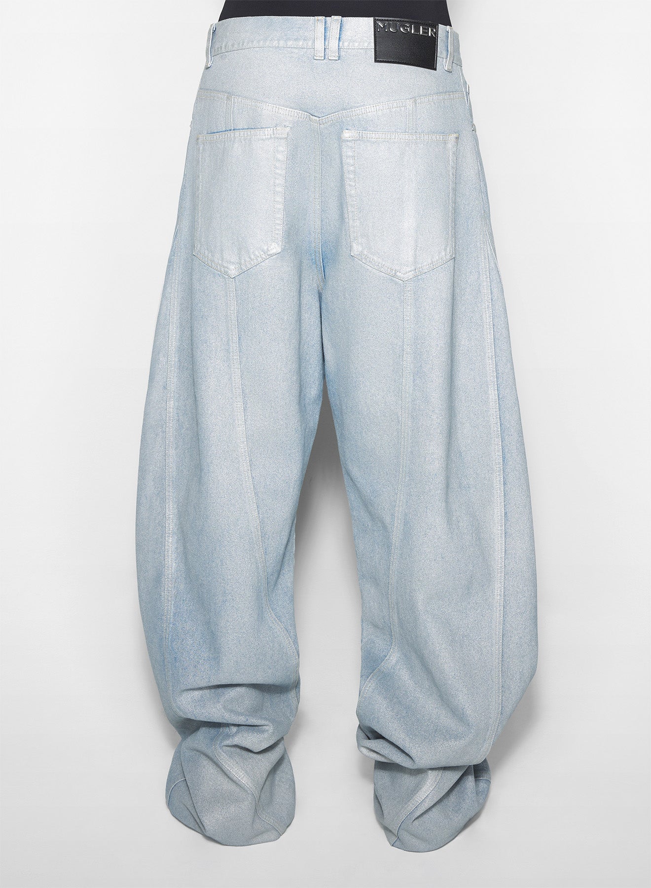 silver blue oversized spiral jeans