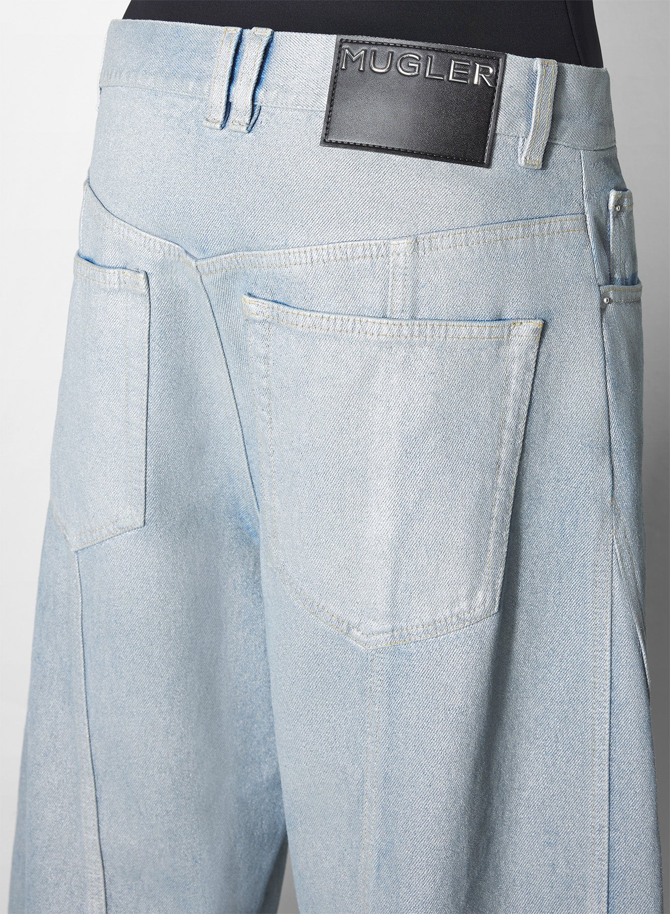 silver blue oversized spiral jeans
